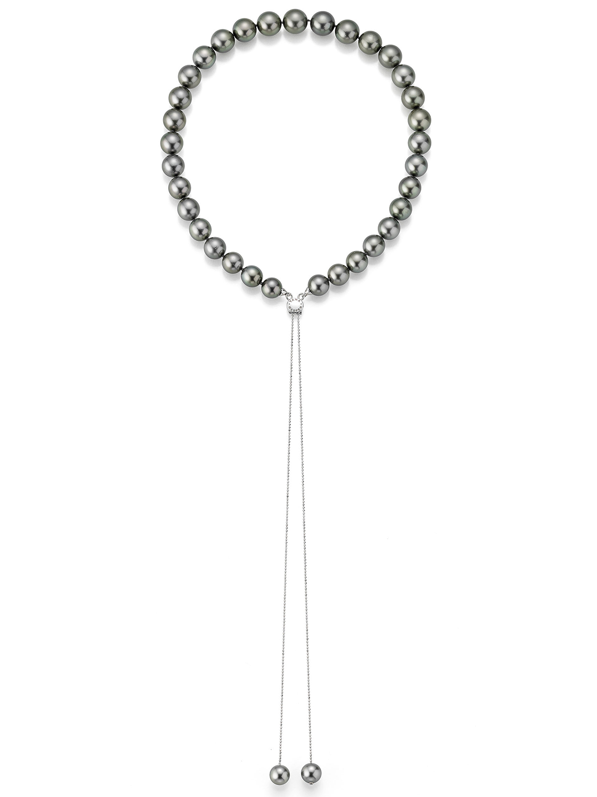 UN167-7 Transformable Tahiti pearl necklace in white gold with slide closure
