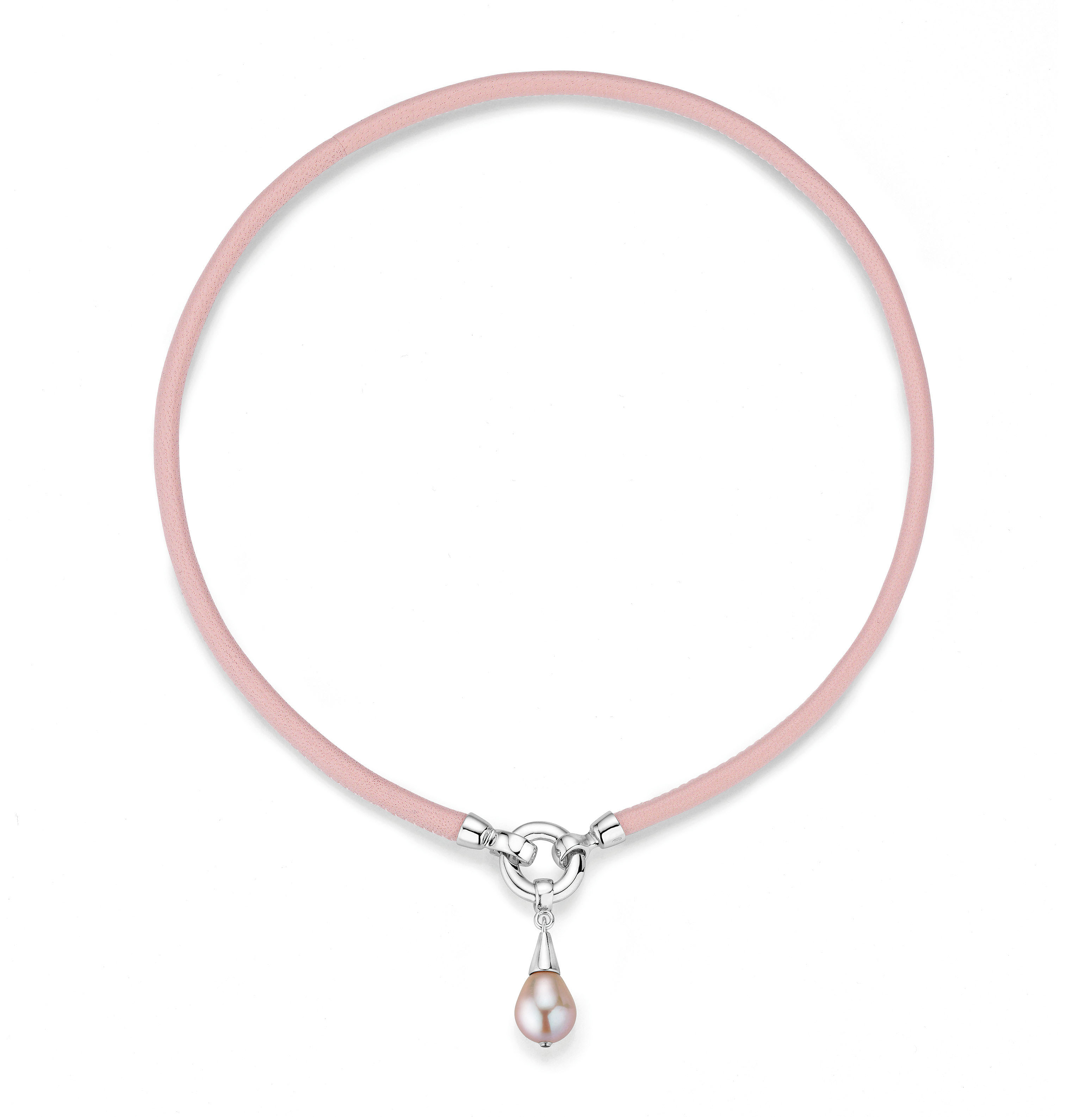 IS82-9_a_150-_sRGB_300dpi Lederarmband mit Süsswasserperle in der naturfarbe Rosé und Silberverschluss