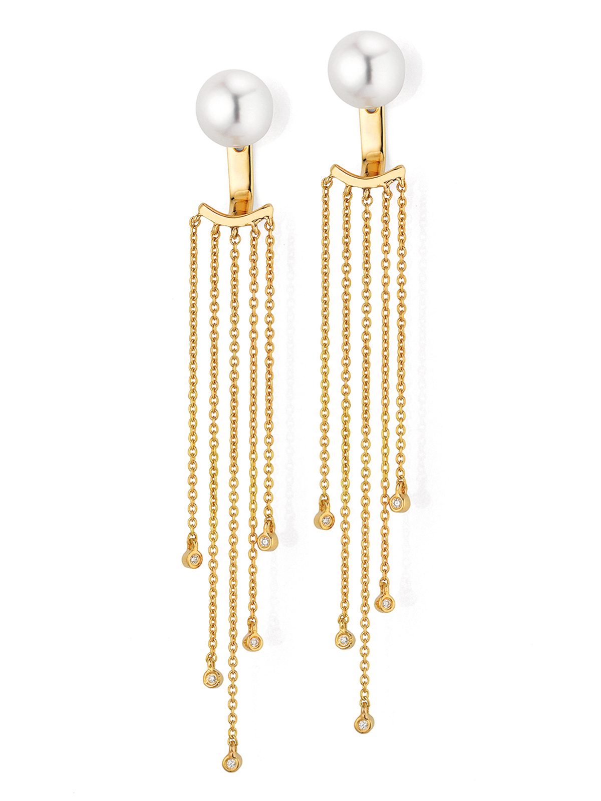Opulente Perlenohrstecker mit Diamant-Anhängern