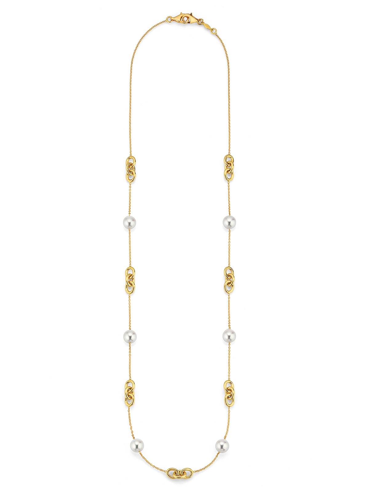 Versatile eyewear chain in yellow gold with Akoya pearls
