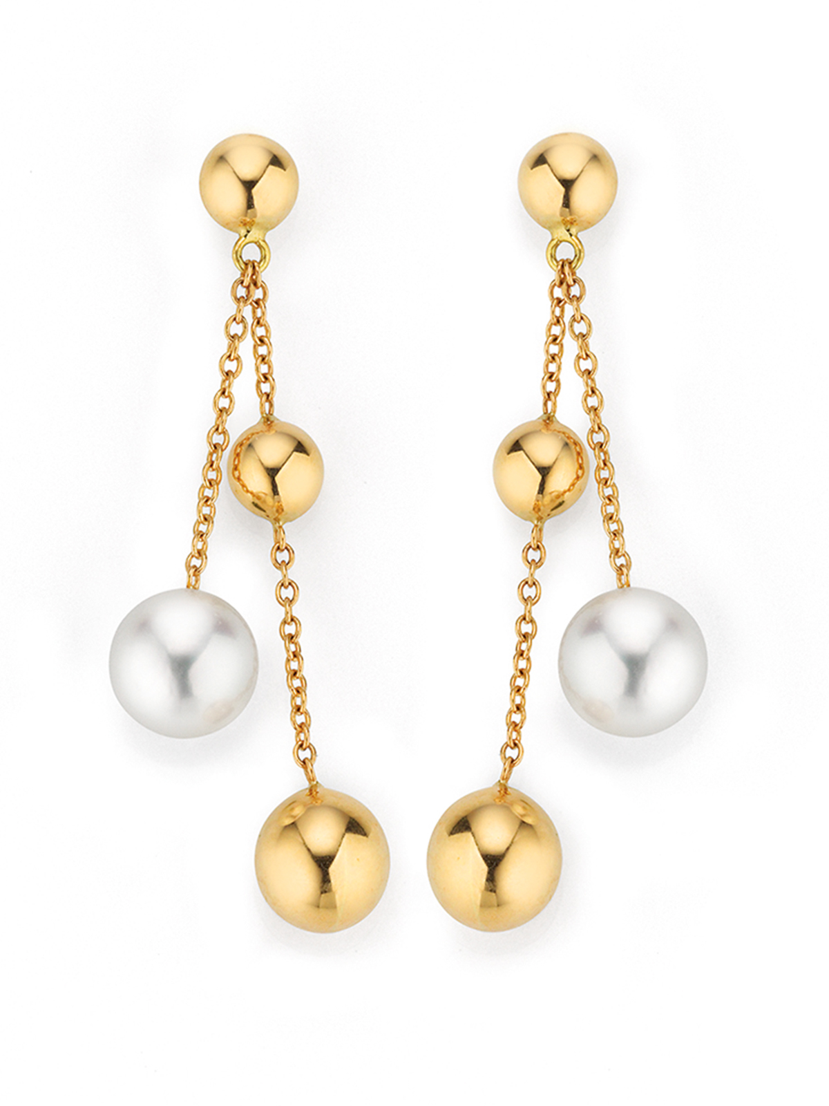 Perlenohrhänger mit Goldkugeln