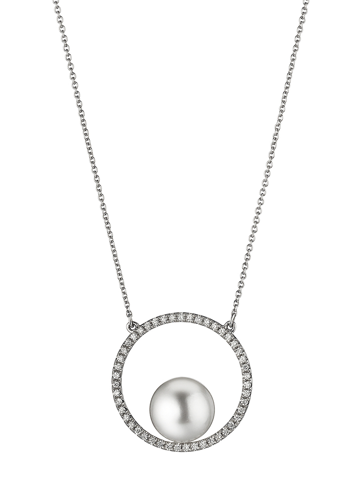 Halskette mit Diamantring und Süßwasserperle