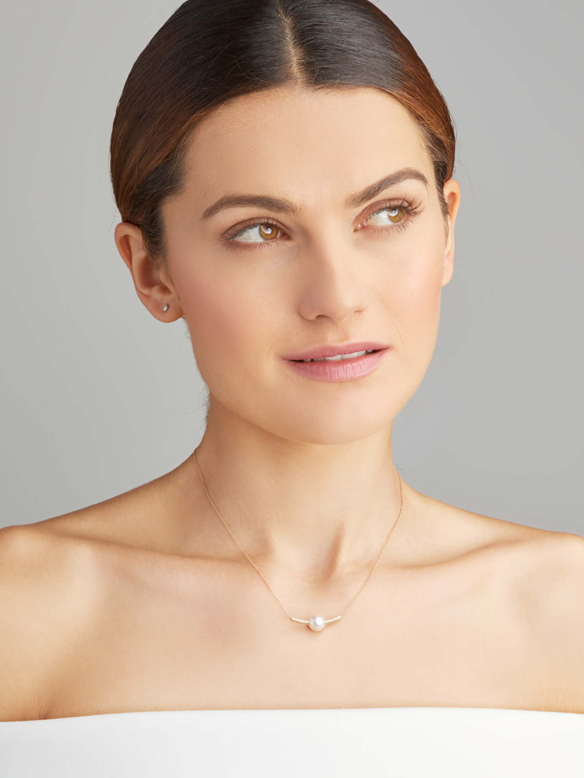 Stabhalskette mit Perle und Diamanten