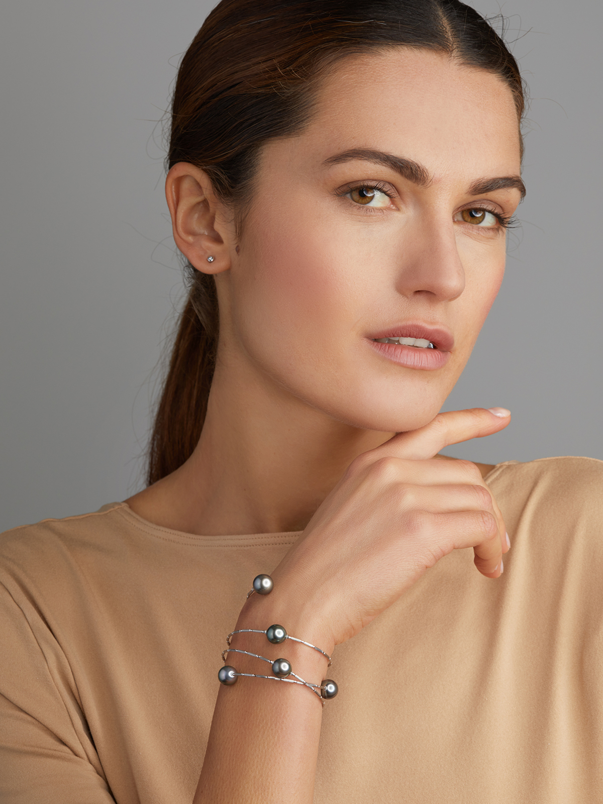 Edles Perlenarmband in Weißgold mit Tahitiperlen