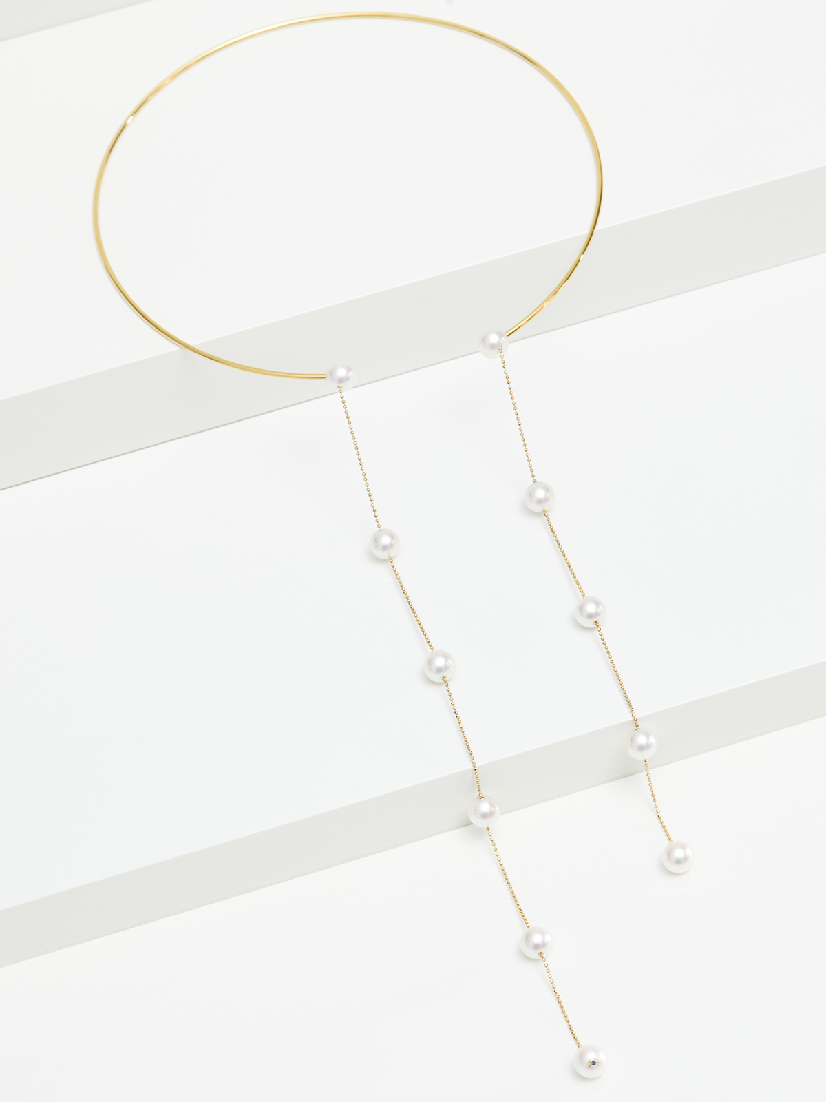 AP135-7__00298 Open designed choker with two Akoya pearl chains