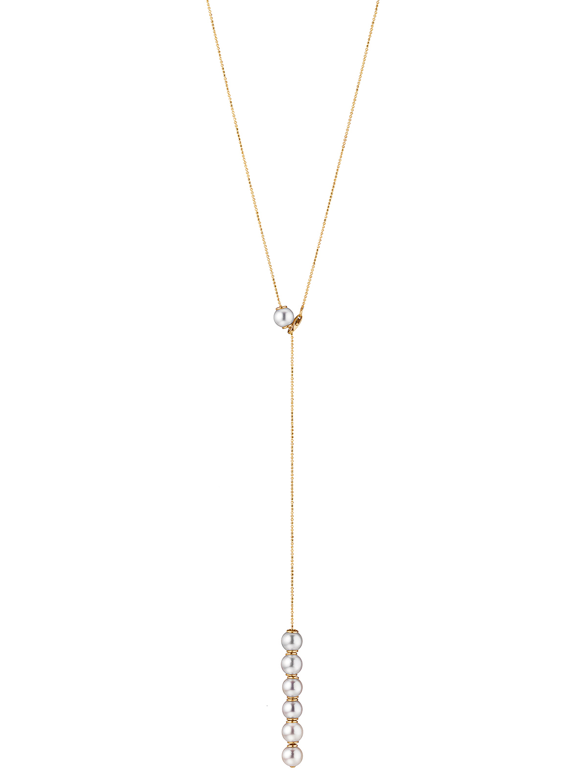 Transformable pearl necklace in yellow gold with Akoya pearls