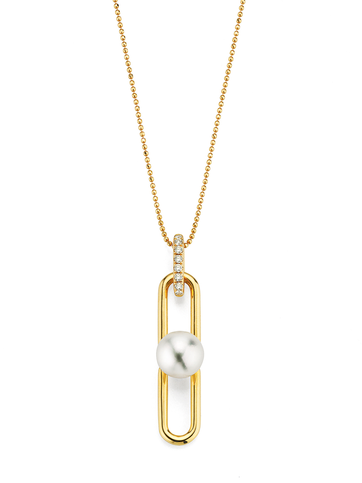 Ovaler Perlenanhänger mit Diamanten