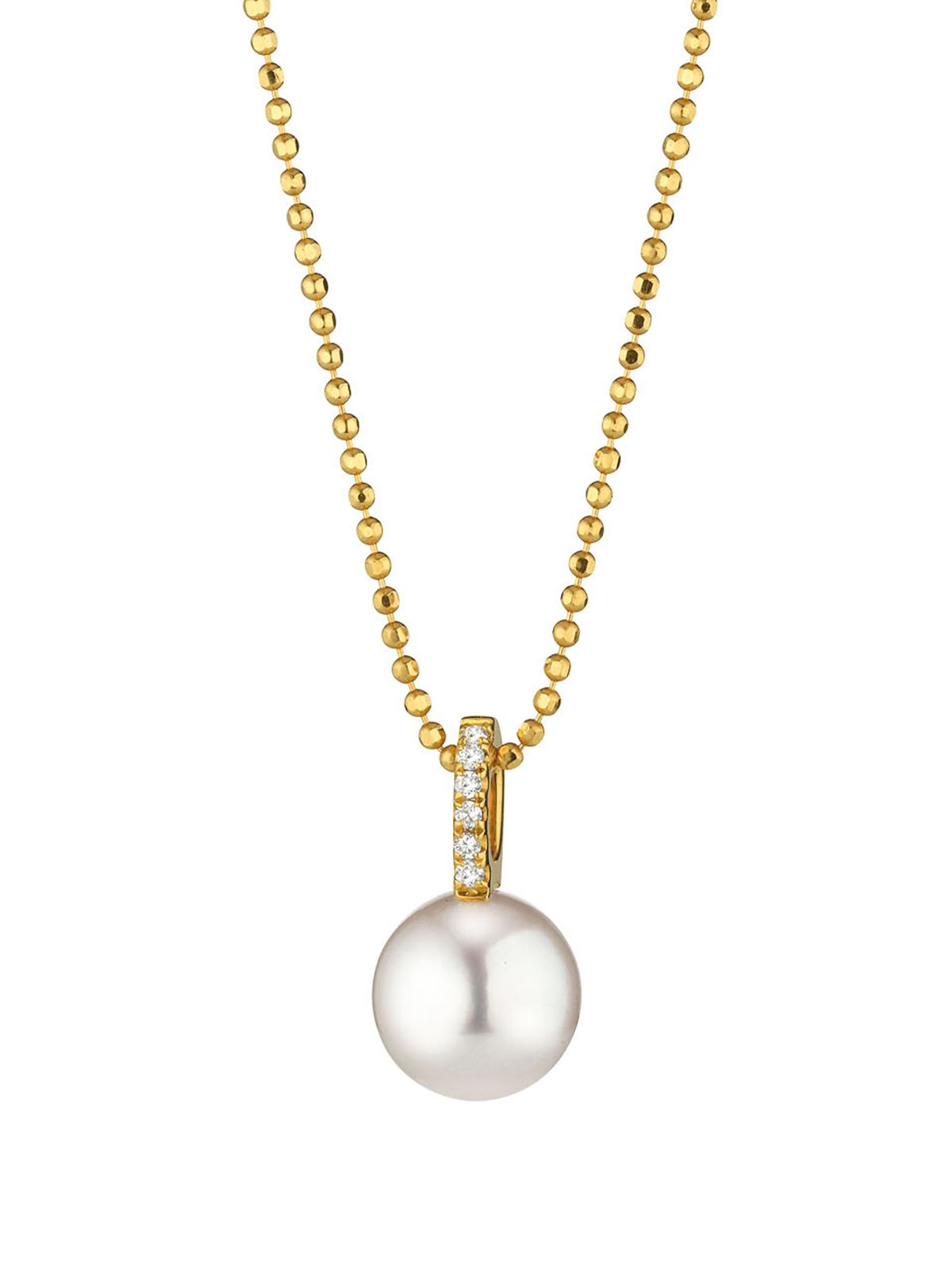 Elegante Goldkette mit brillantbesetztem Perlenanhänger