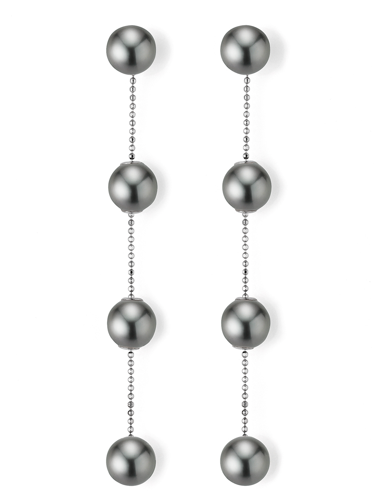 Delicate pearl earrings in white gold with Tahiti pearls