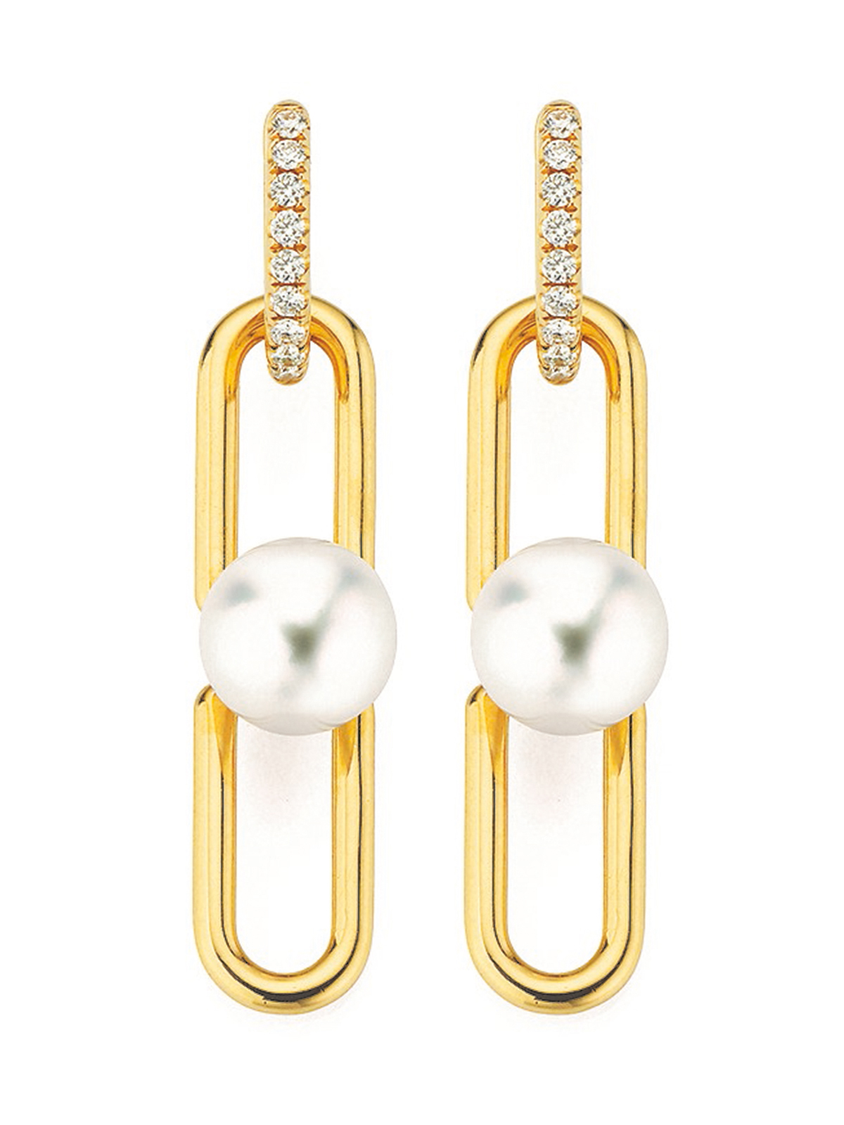 Versatile diamond earrings with pearl pendants