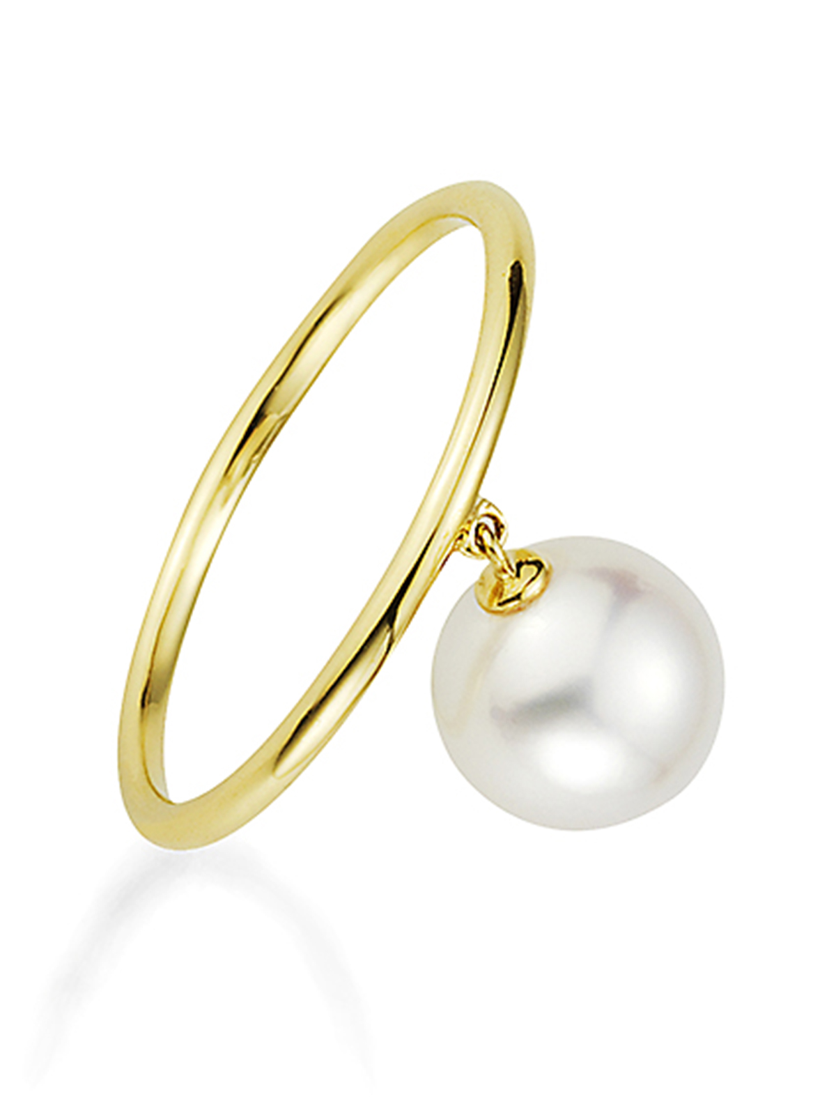 Bubbles Goldring mit hängender Perle