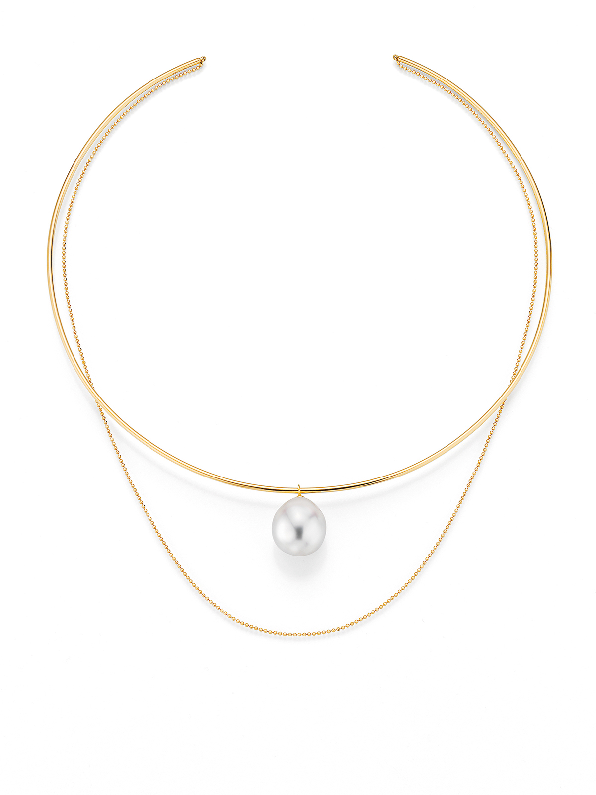 Perlencollier aus Gelbgold mit großer Südseeperle