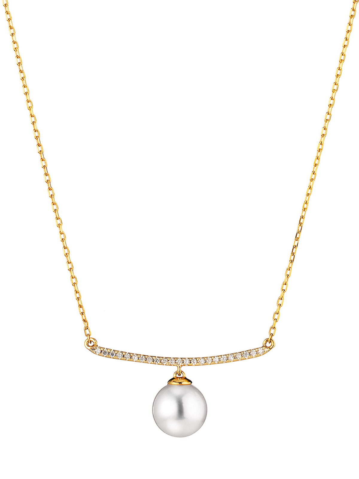 Zarte Perlenanhängerkette mit Diamanten