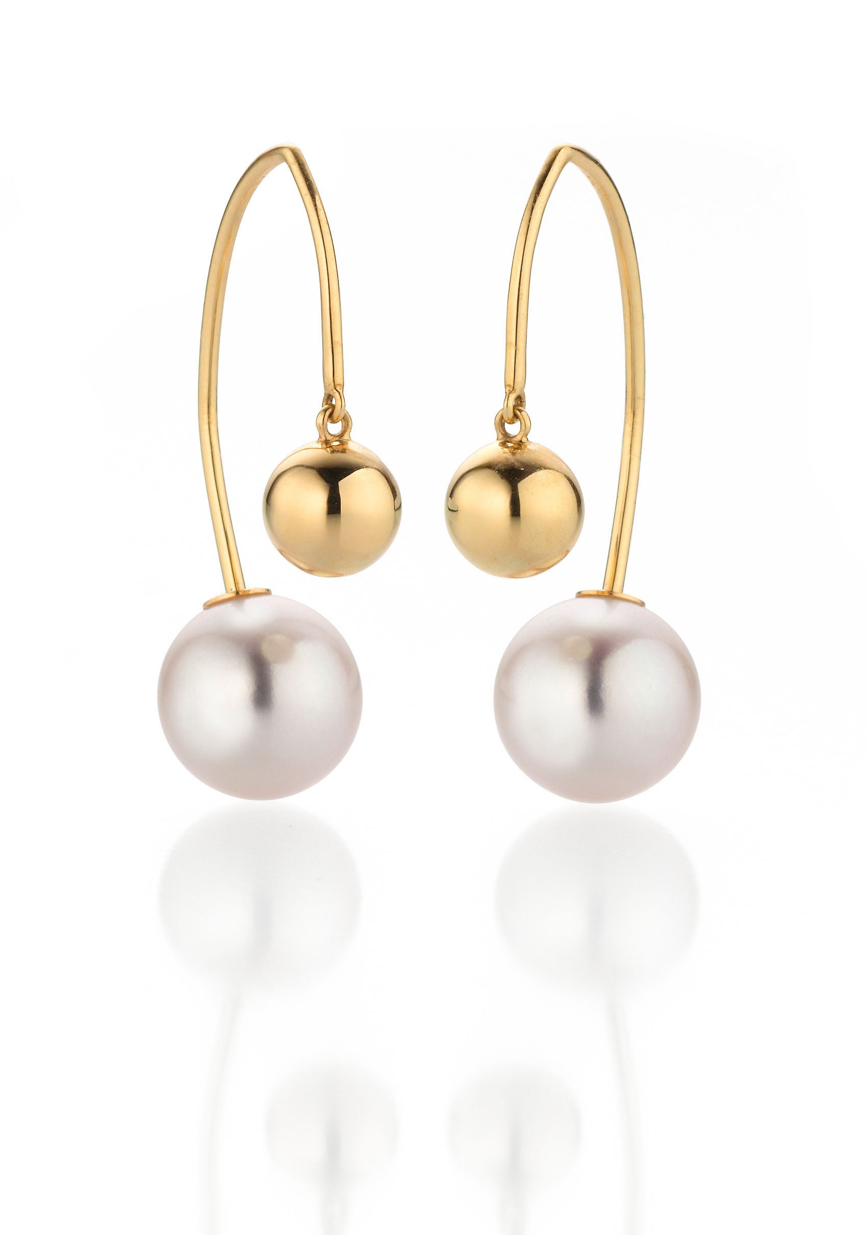 Wandelbarer Ohrschmuck mit Goldkugeln und Perlen