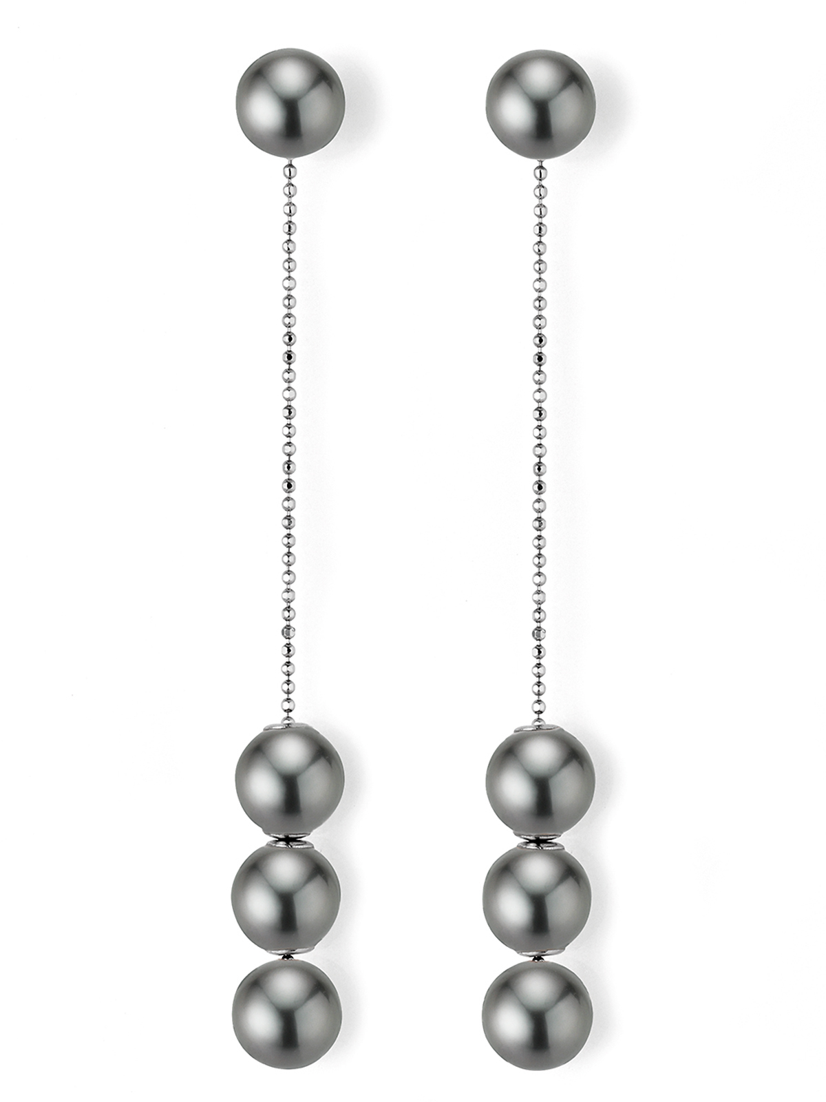 Delicate pearl earrings in white gold with Tahiti pearls