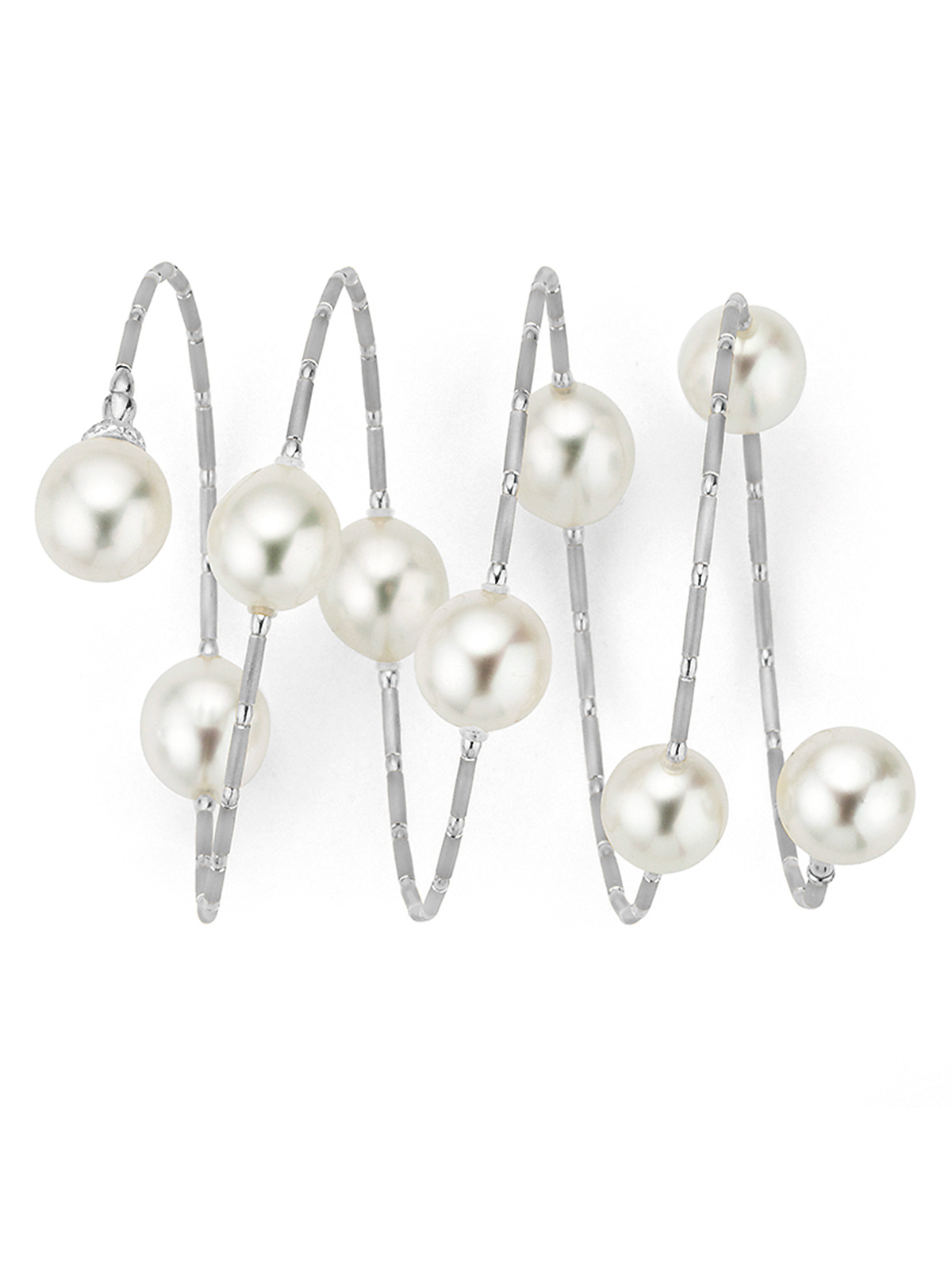 Luxurious wrap bracelet in white gold with South Sea pearls