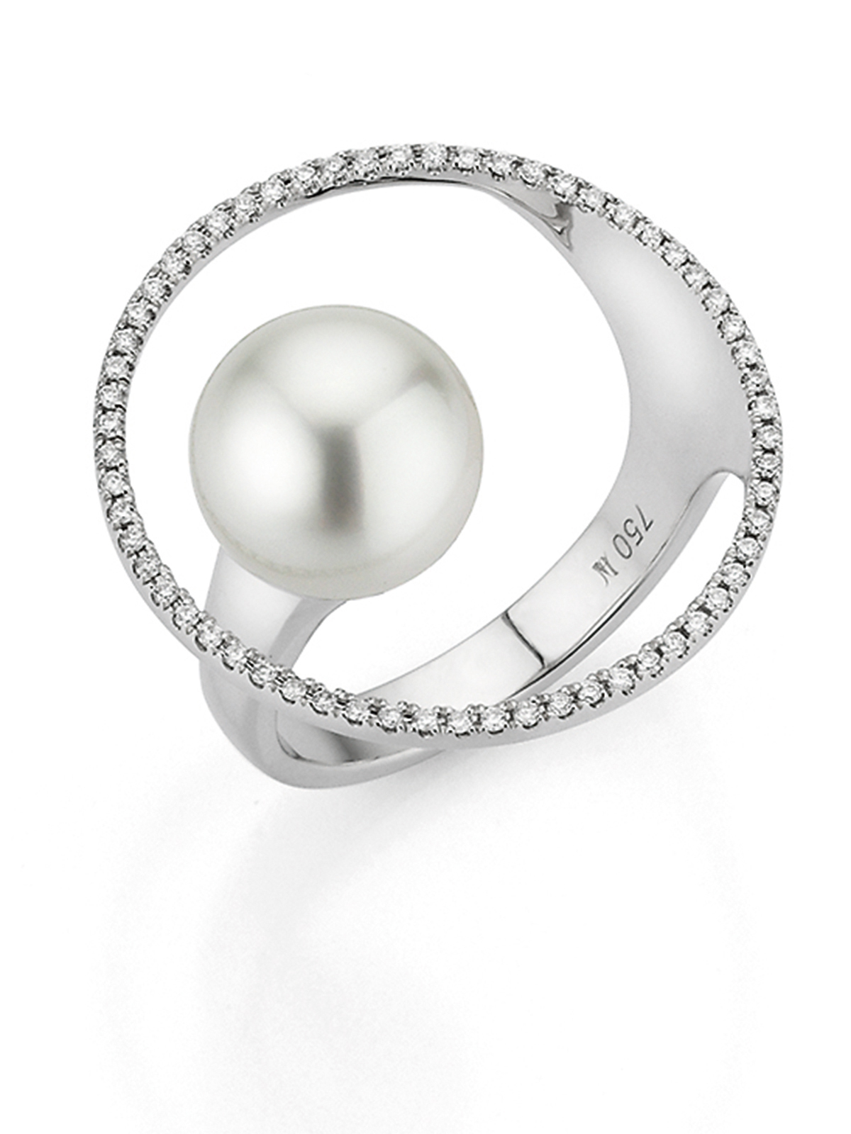 Skulptureller Ring mit Diamanten und Südseeperle