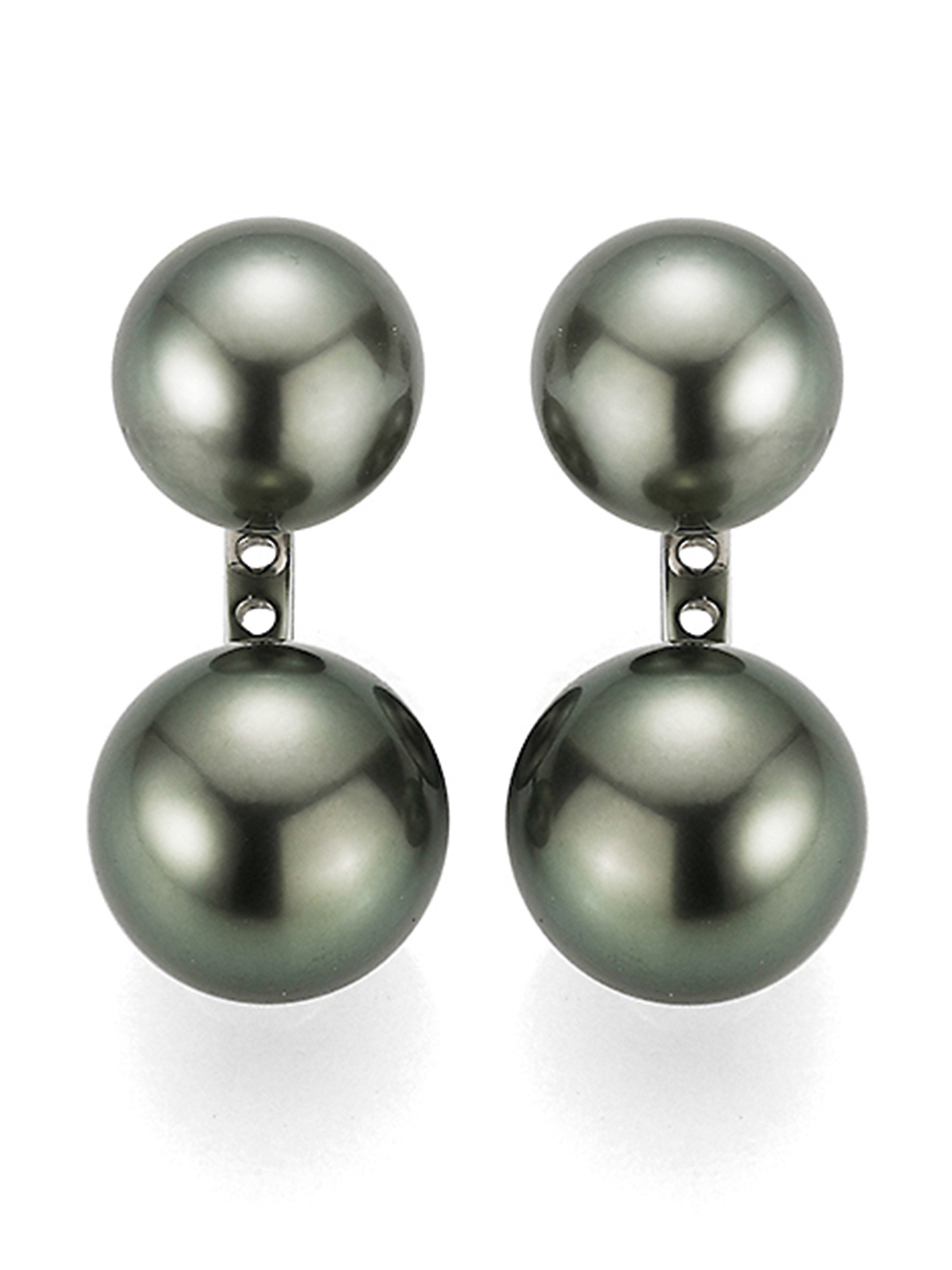 Double Tahiti stud earrings with detachable pearls