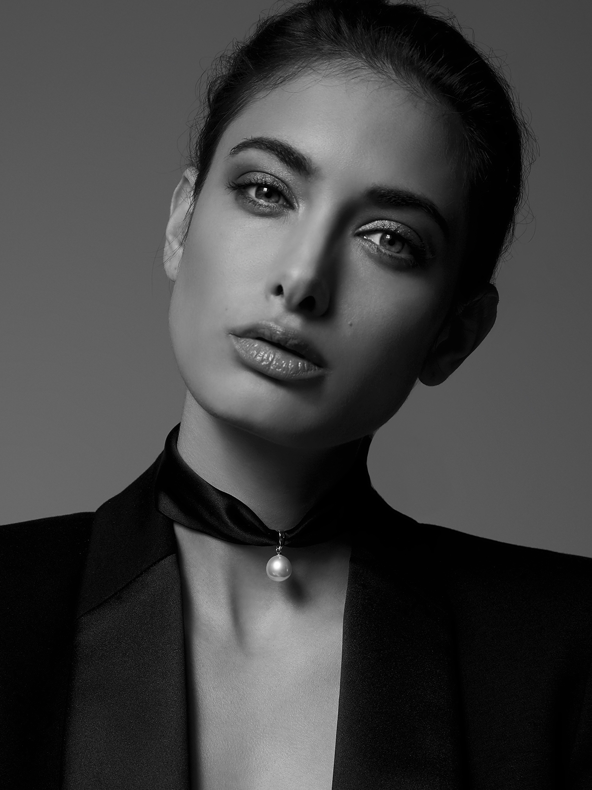 Black silk choker with South Sea pearl pendant