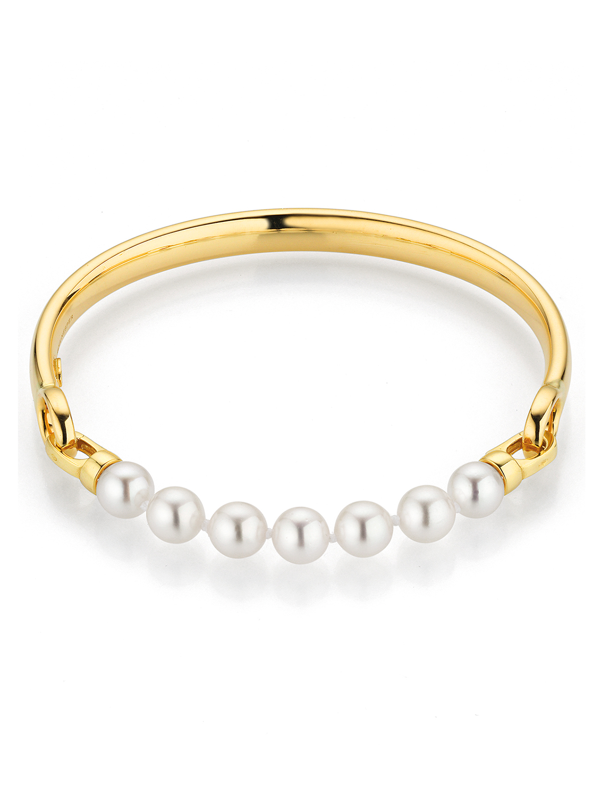 BA14__online Yellow gold bangle with Akoya pearls