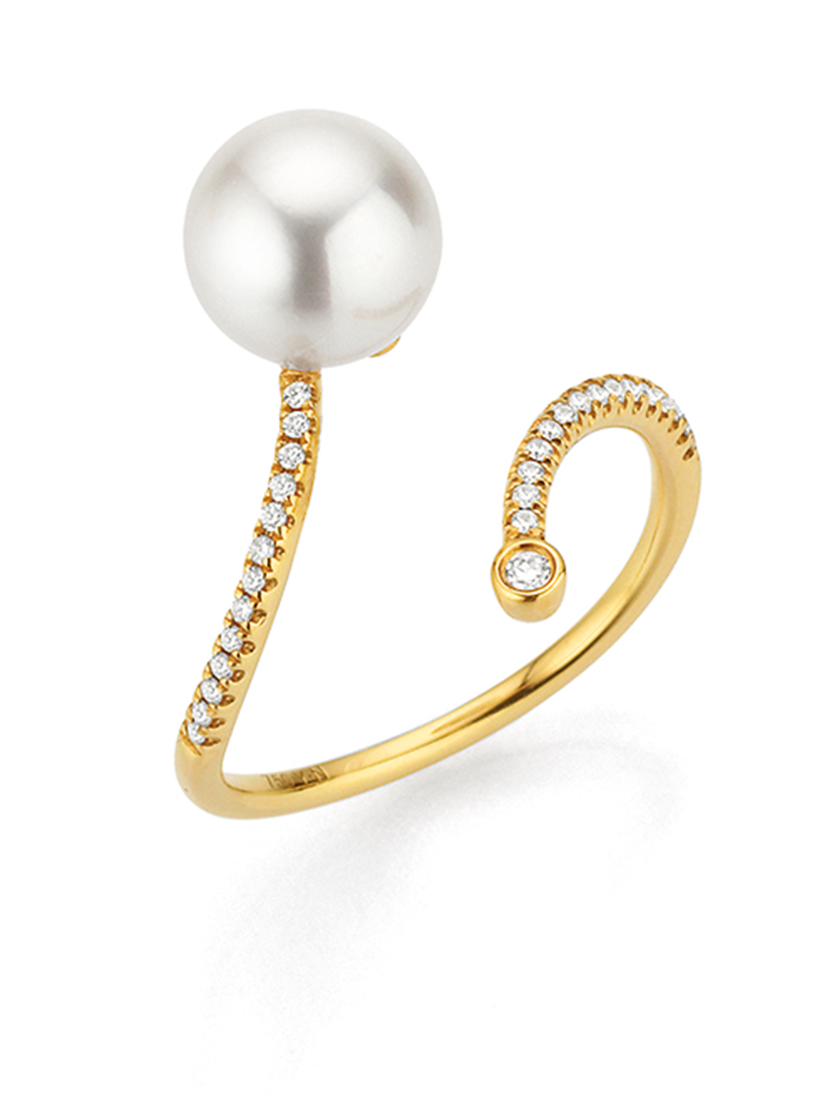 AT2_online Offener Goldring mit Akoyaperle und Brillanten