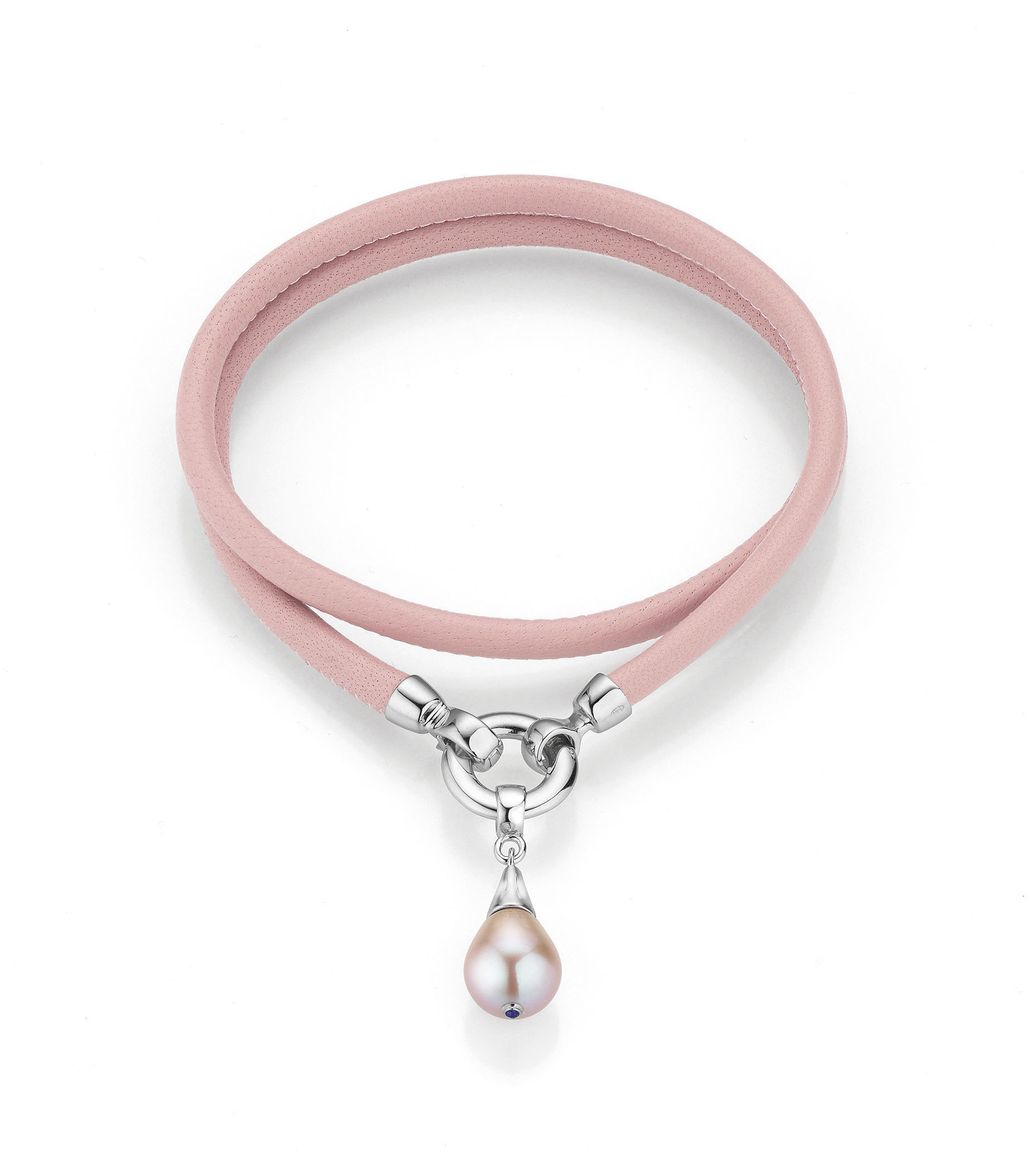IS82-9_b_150-_sRGB_300dpi Lederarmband mit Süsswasserperle in der naturfarbe Rosé und Silberverschluss