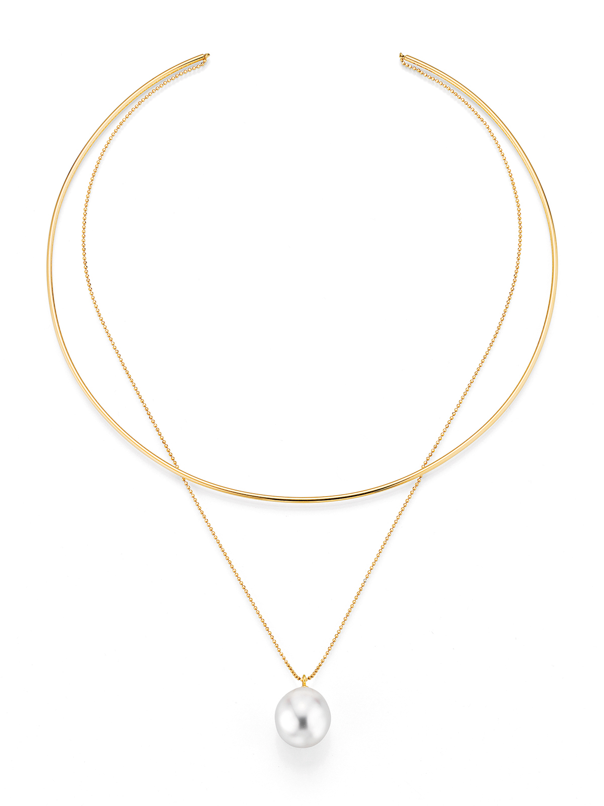 Perlencollier aus Gelbgold mit großer Südseeperle