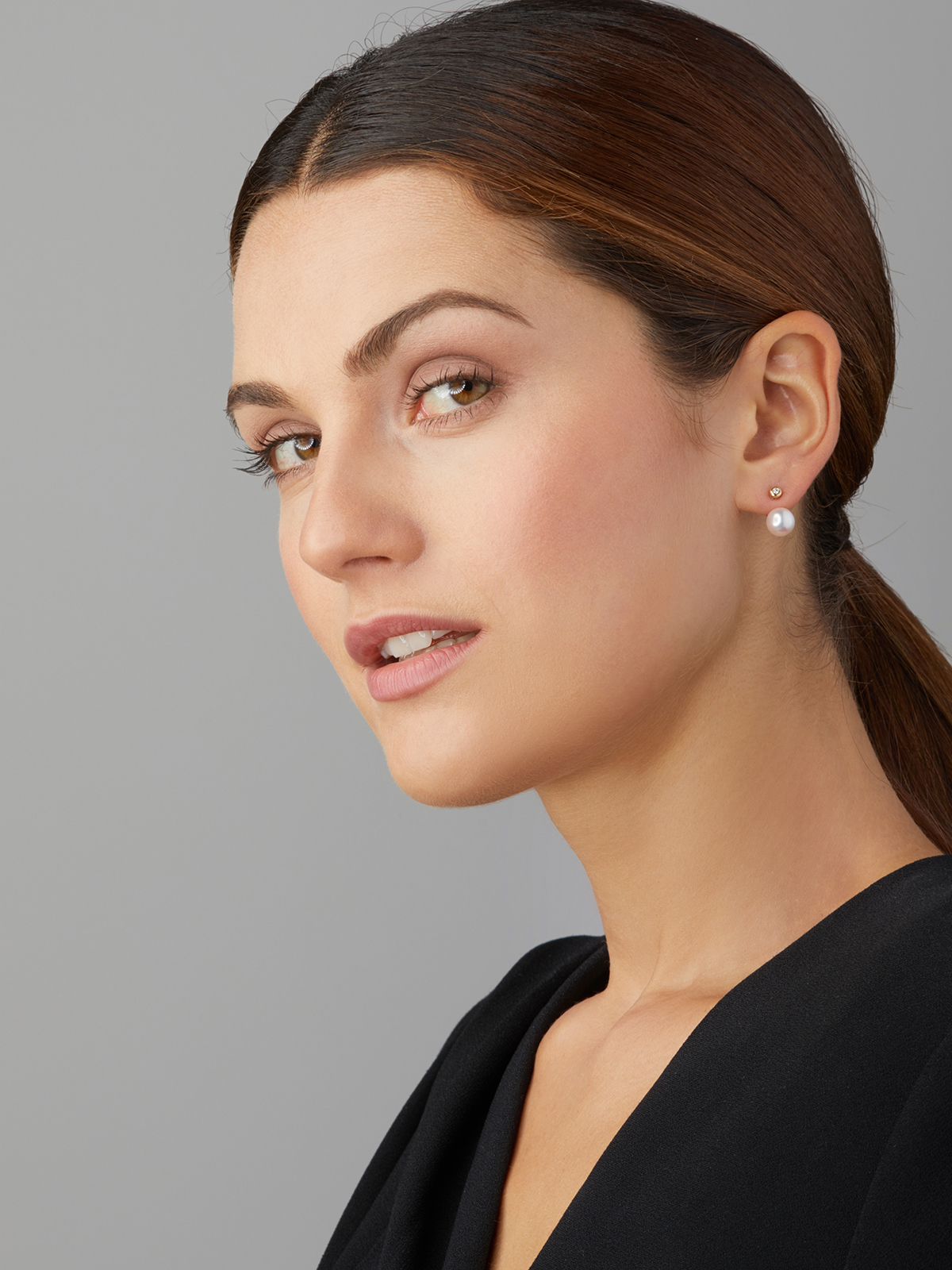 Diamantohrstecker mit abnehmbarer Akoyaperle