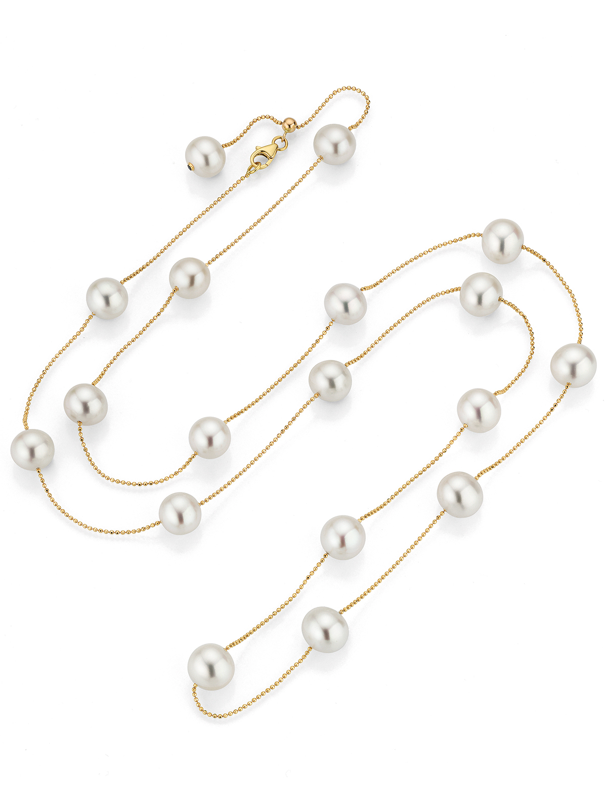 FC27-7GGKlulOBFLooT5x Delicate yellow gold necklace with white Freshwater pearls