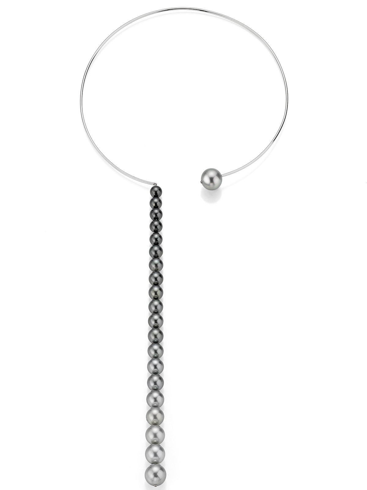 UN185-7 Asymmetric designed Tahiti pearl choker
