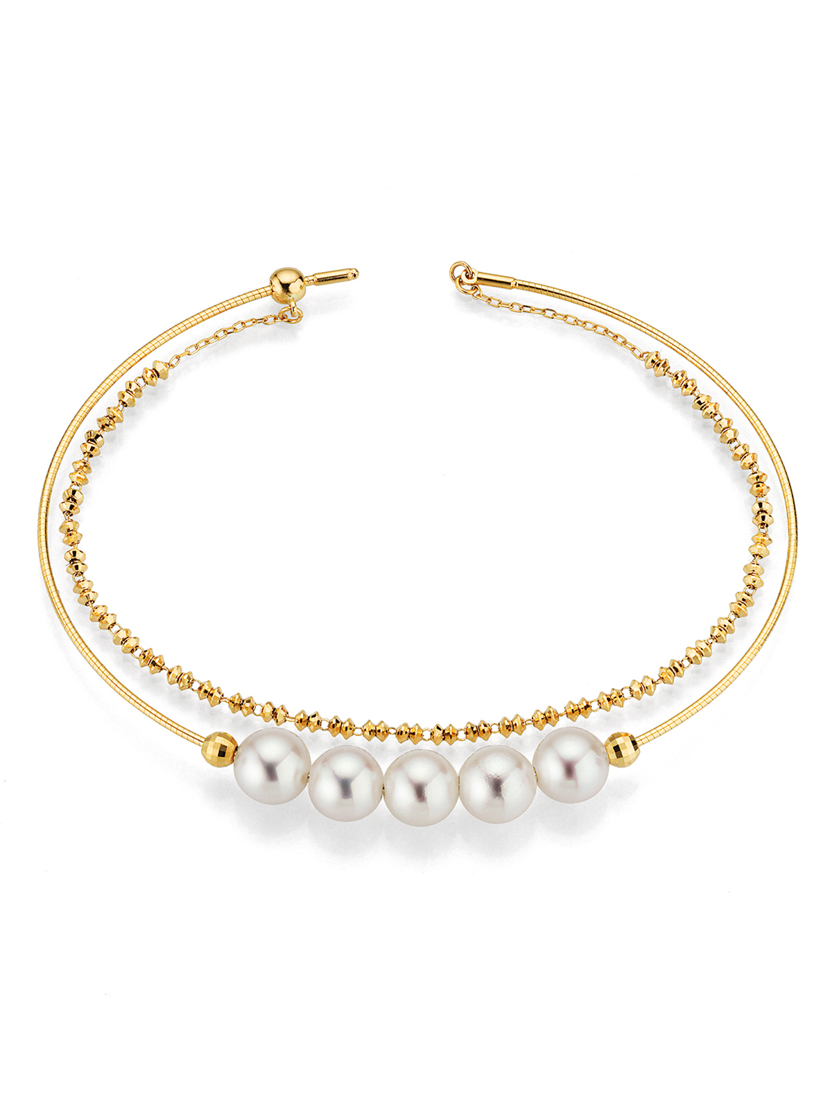 Doppelreihiges Perlenarmband aus Gold