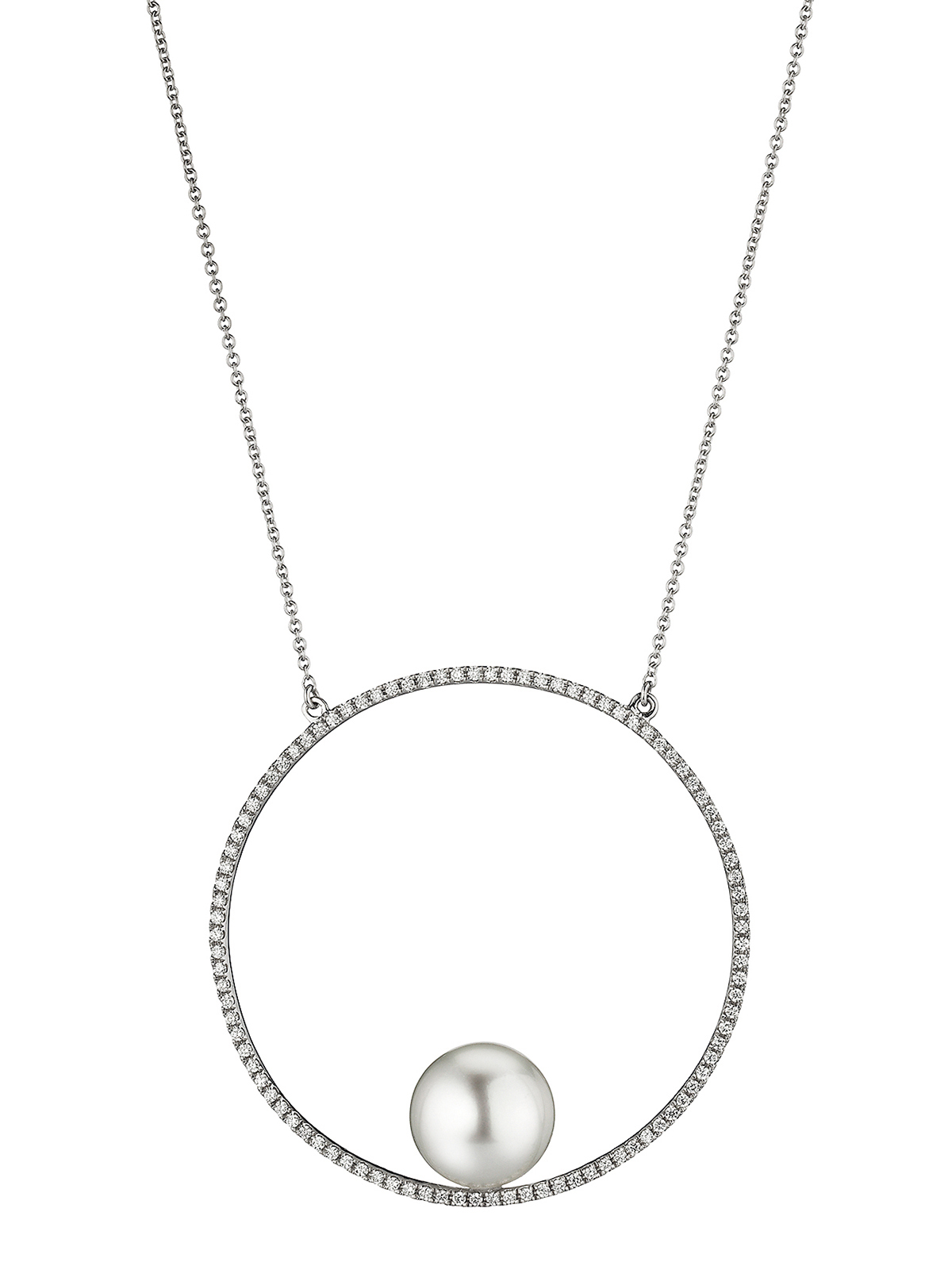Necklace with diamond circle and Freshwater pearl
