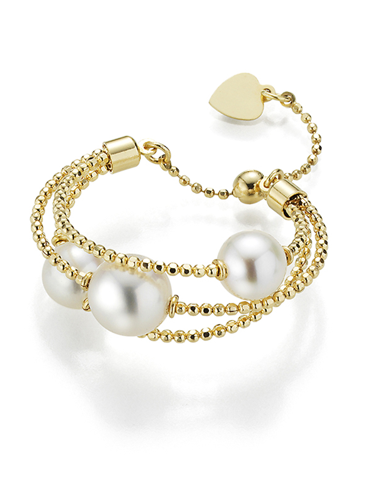Floating pearl ring with Akoya pearls