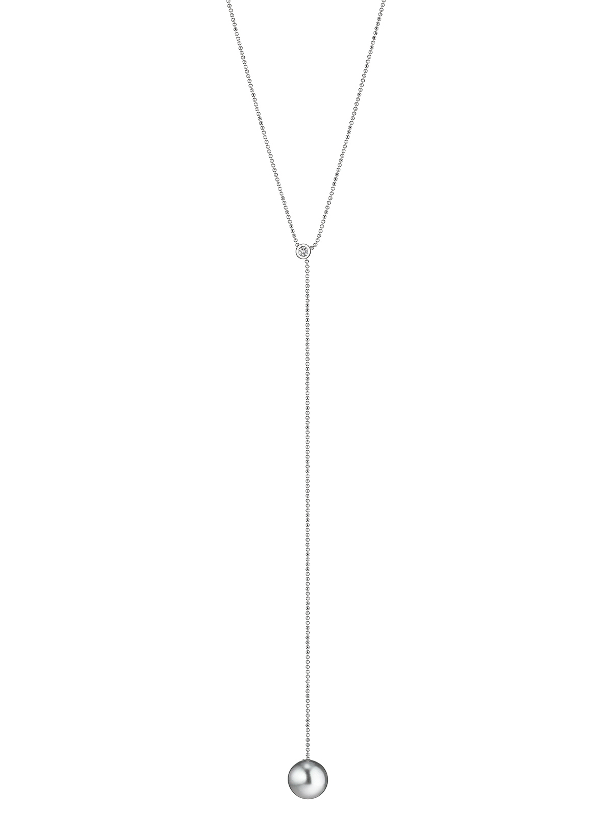 Y-Kette in Weißgold mit Brillant und Tahitiperle