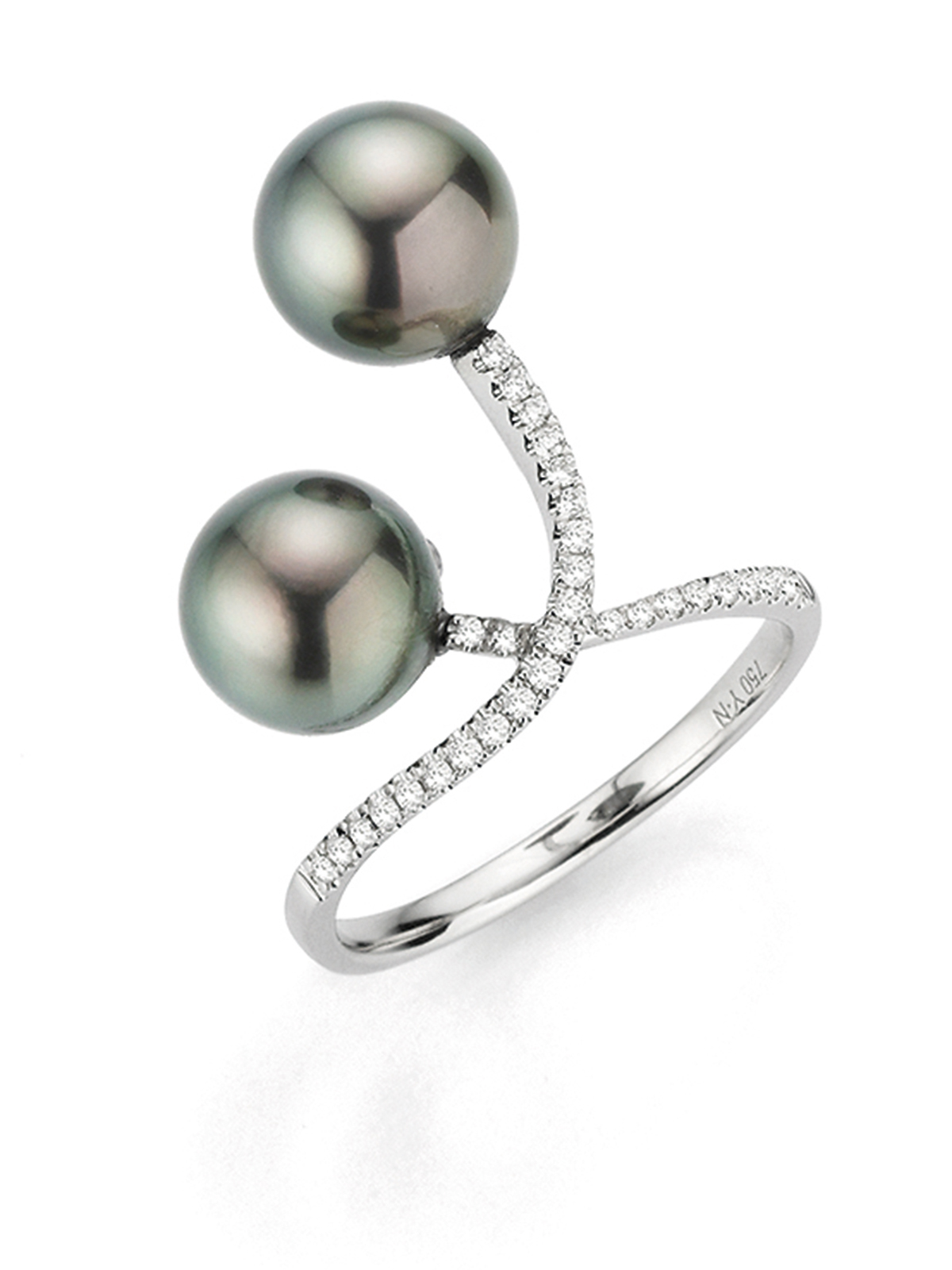 Geschwungener Goldring Tahitiperlen und Brillanten