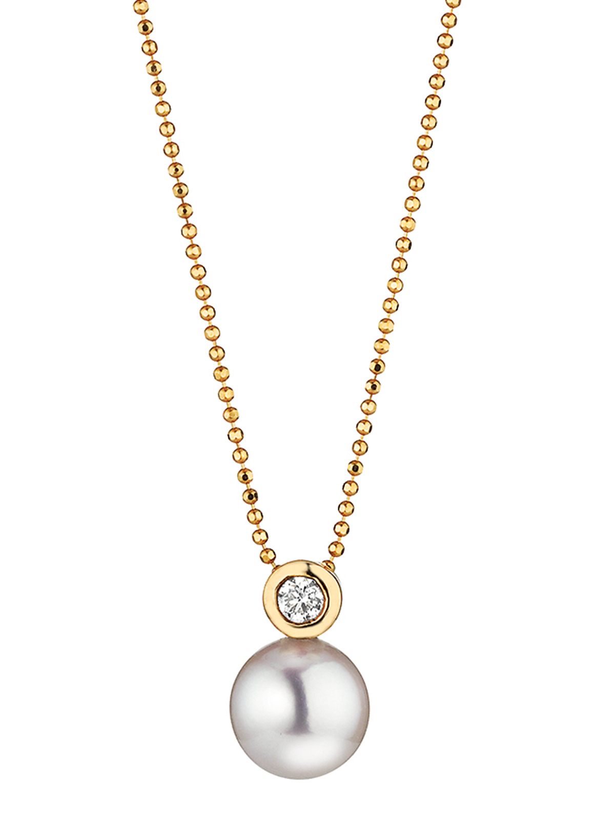 Goldkette mit Brillant und Akoyaperle