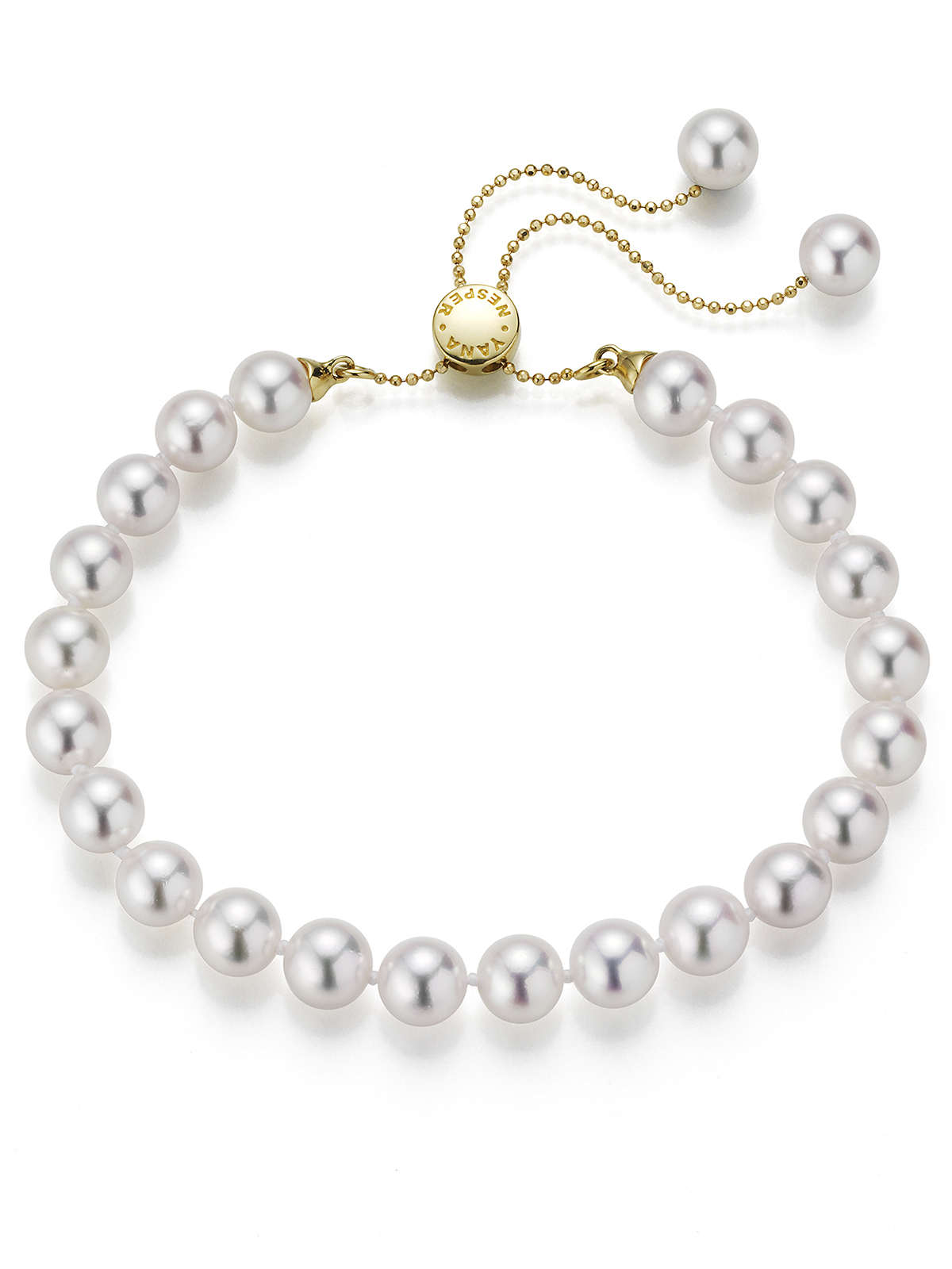 AP131-7 Wandelbares Akoya-Perlenarmband in Gelbgold mit Slide-Verschluss
