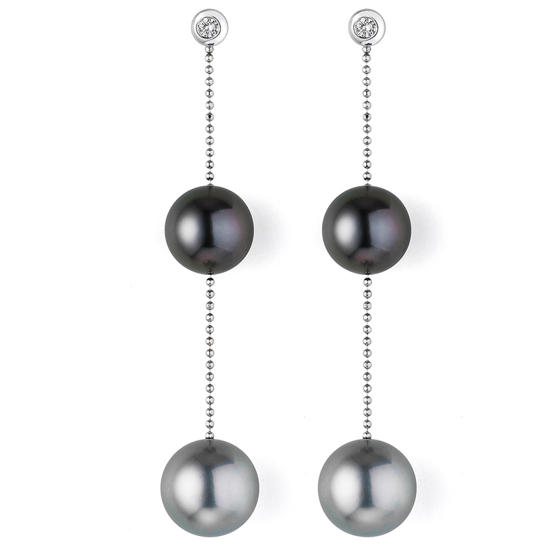 Elegante Ohrhänger mit Tahitiperlen und Brillanten