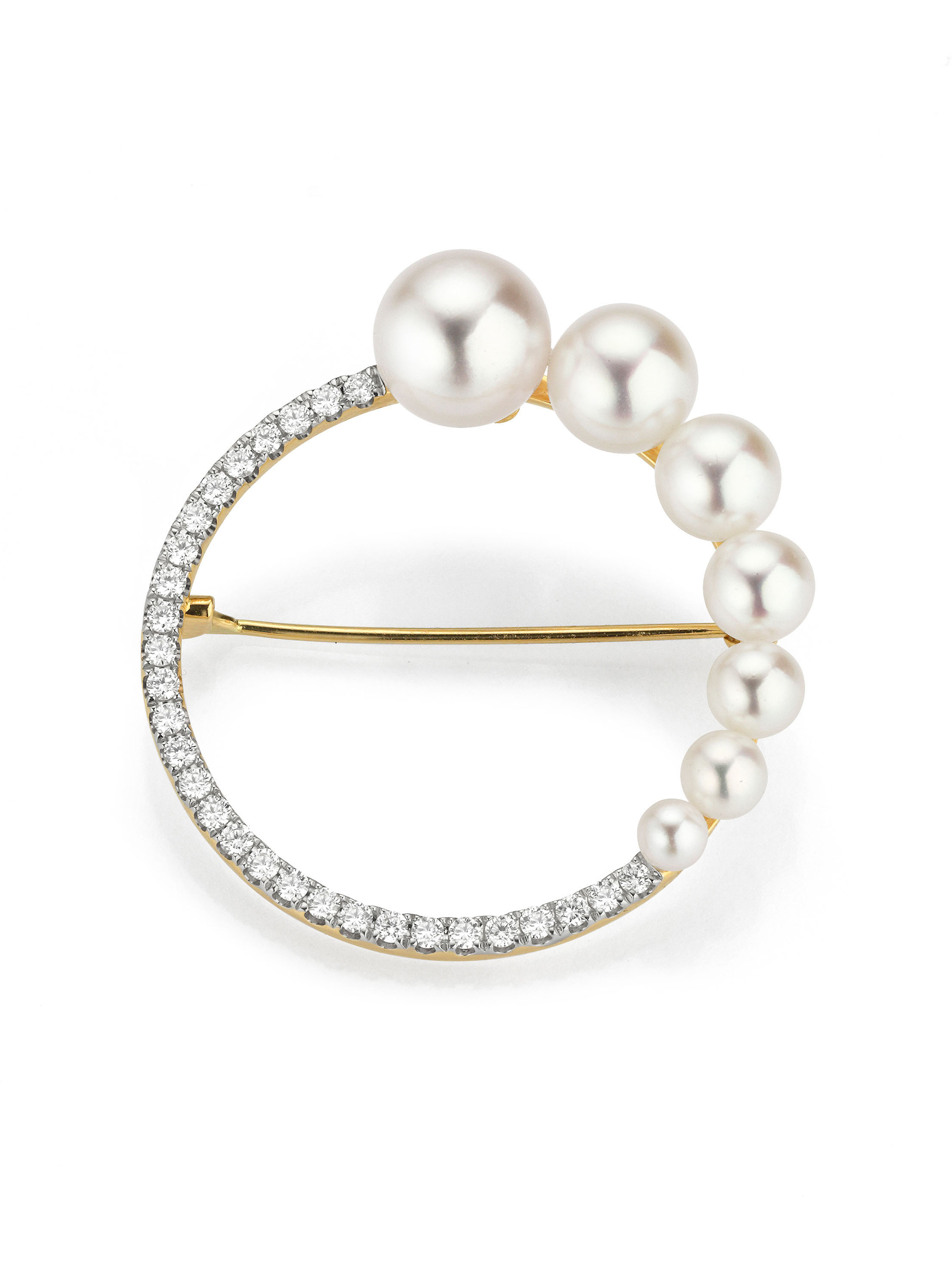 Brosche mit Akoya Perlen und Brillanten