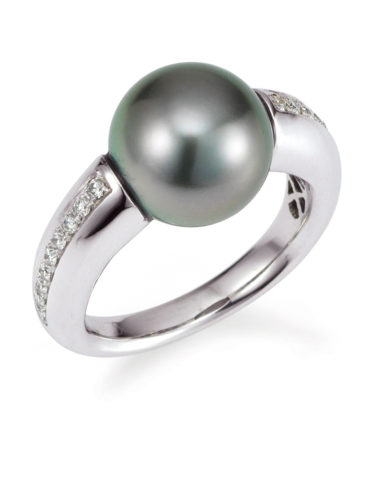 Eleganter Ring in Weißgold mit Tahitiperle und Brillanten