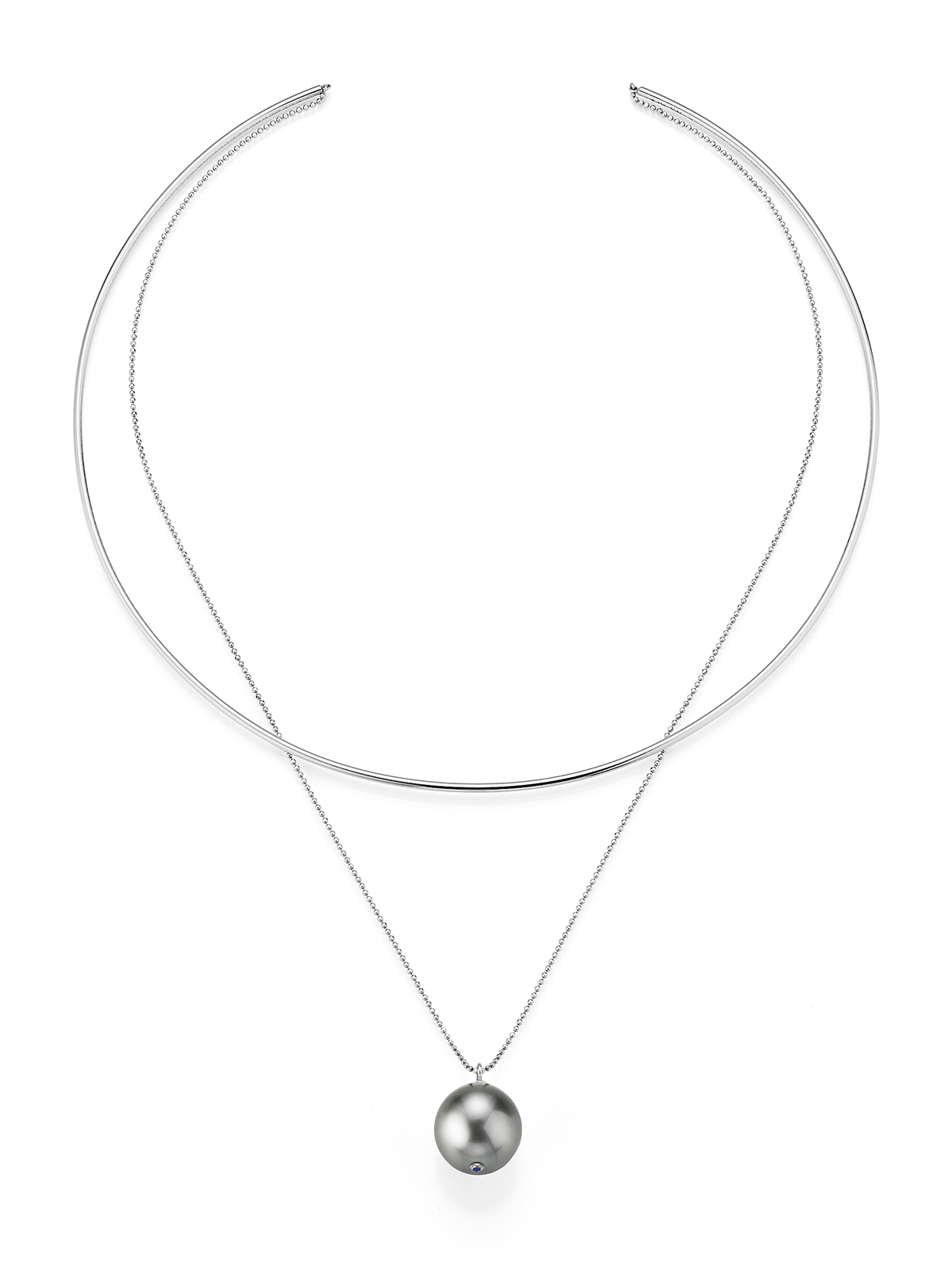 Perlencollier aus Weißgold mit großer Tahitiperle