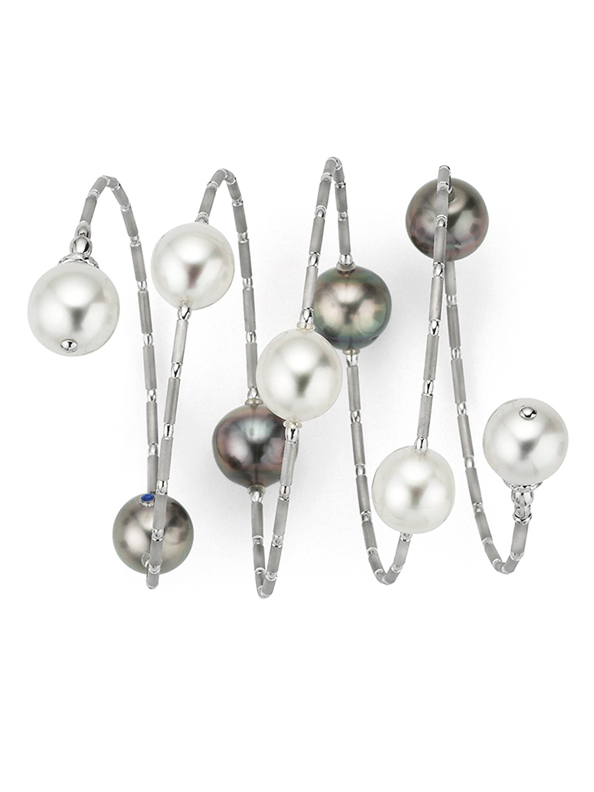 Pearl bracelet in white gold with South Sea pearls and Tahiti pearls