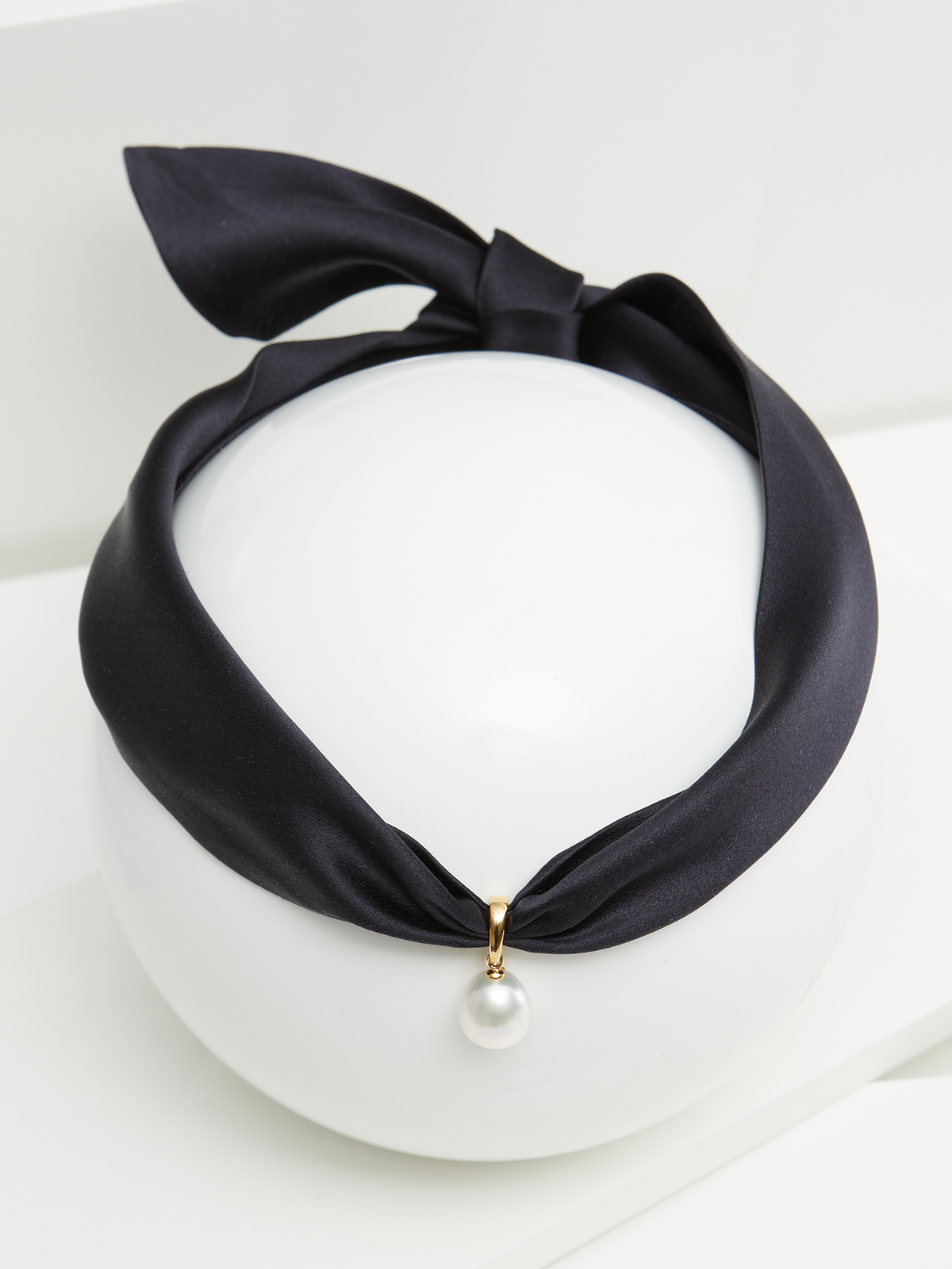 Black silk choker with South Sea pearl pendant