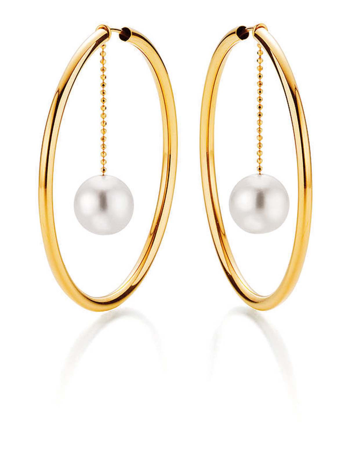 Fine, large pearl creoles with detachable pearl pendants