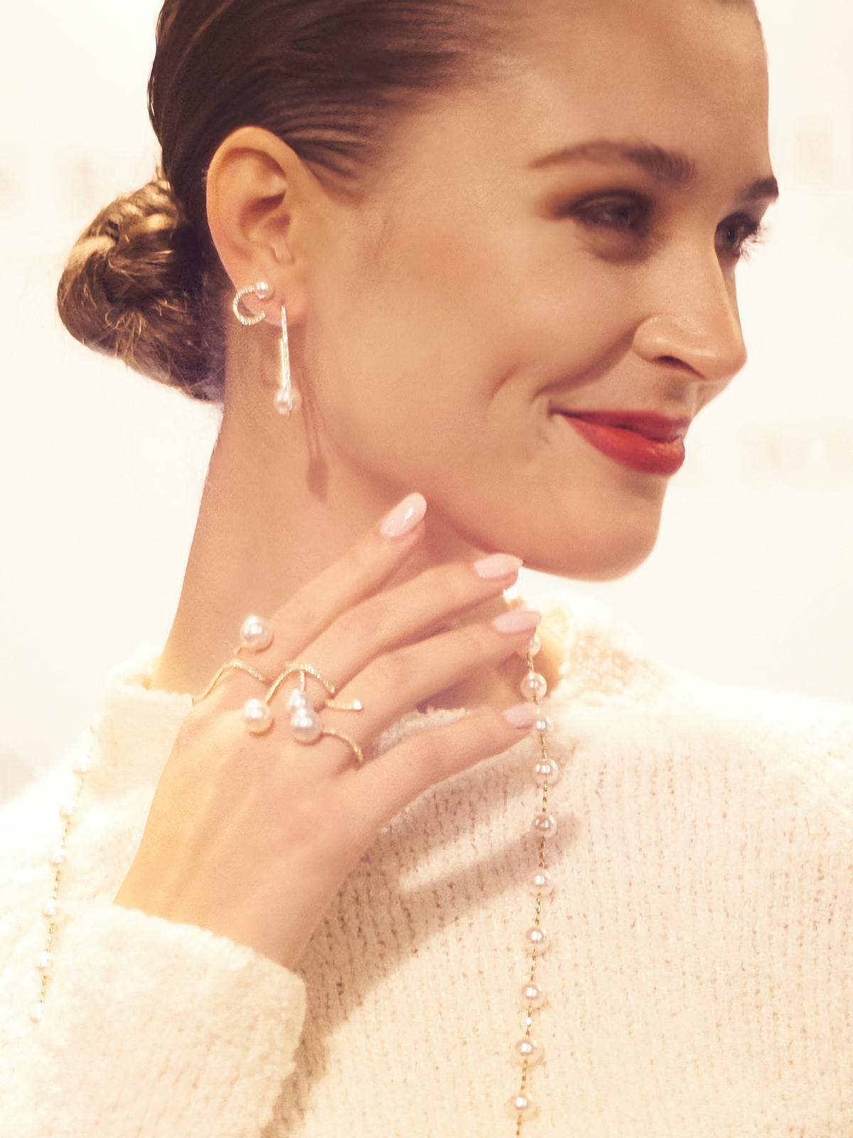 Akoya pearl earrings with diamonds