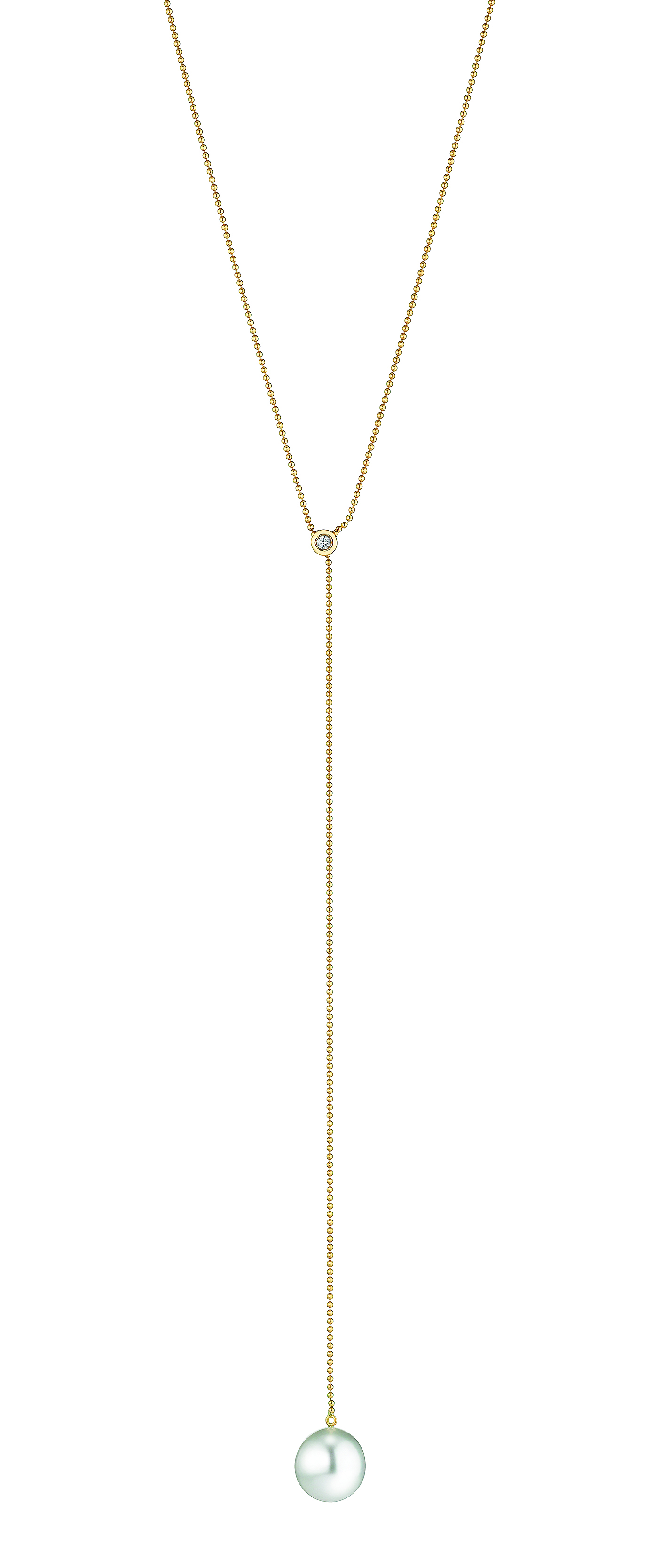 TR1 Y-Kette in Gelbgold mit Brillant und Süßwasserperle