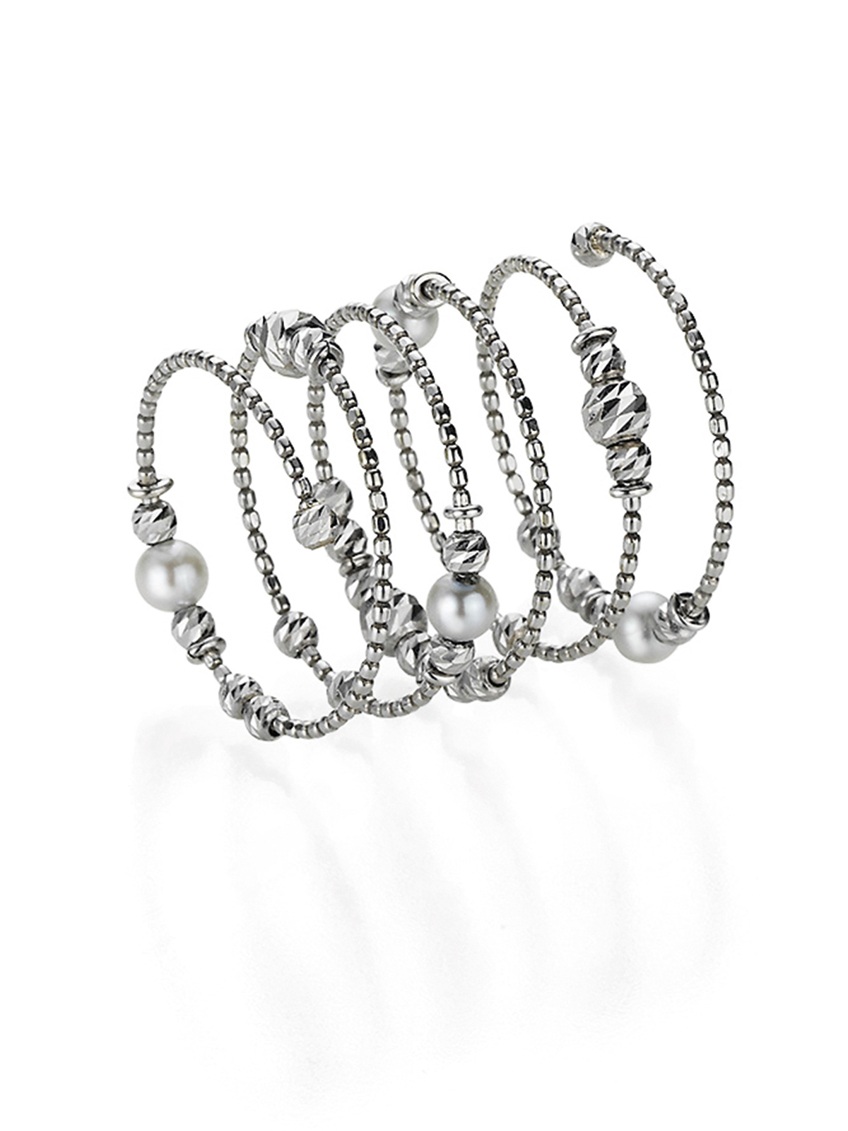 AP54-7MoIo4cayKz4cF Wickelring in Weißgold mit echten Perlen