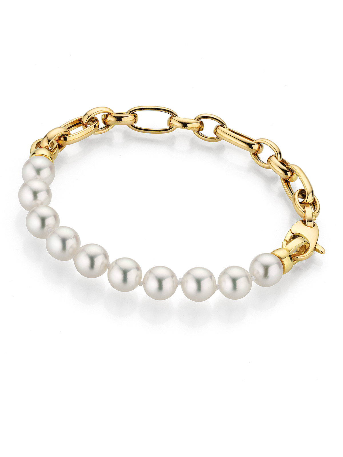 Akoya Perlenarmband mit luftigen Goldgliedern