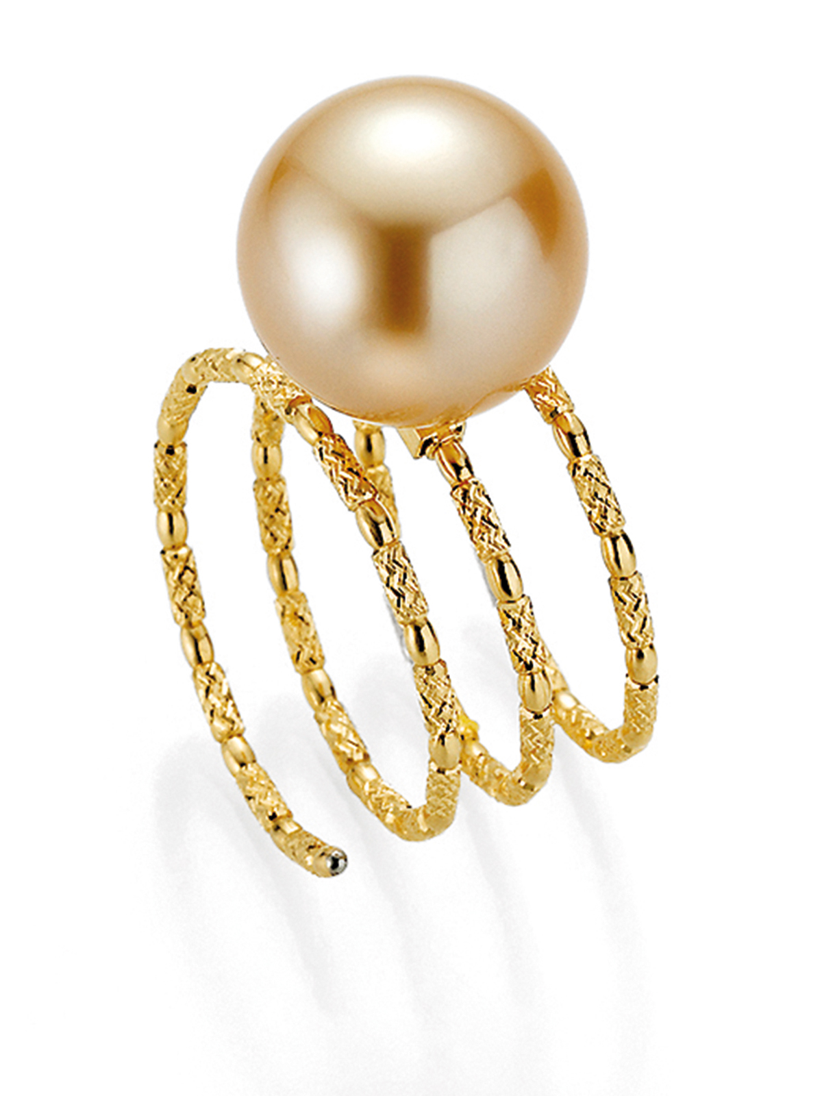 Wrap ring in yellow gold with golden South Sea pearl