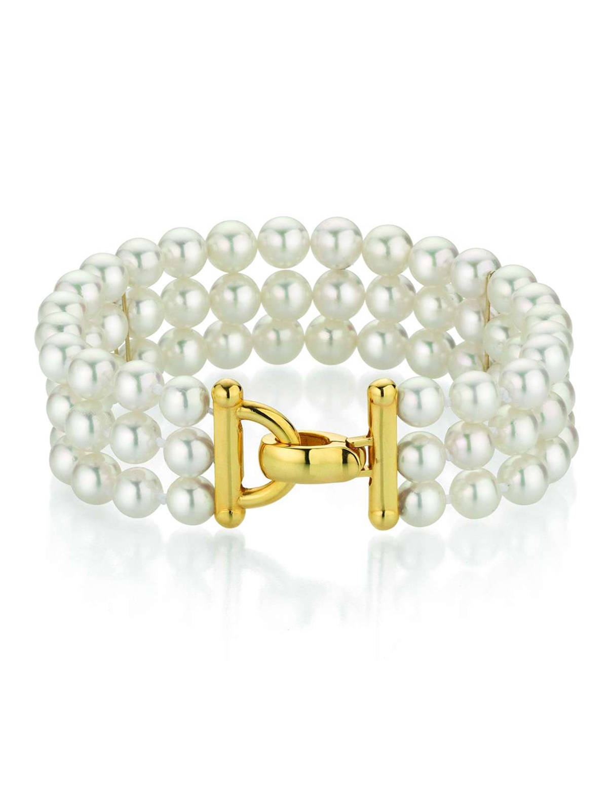 Dreireihiges Perlenarmband mit Akoyaperlen
